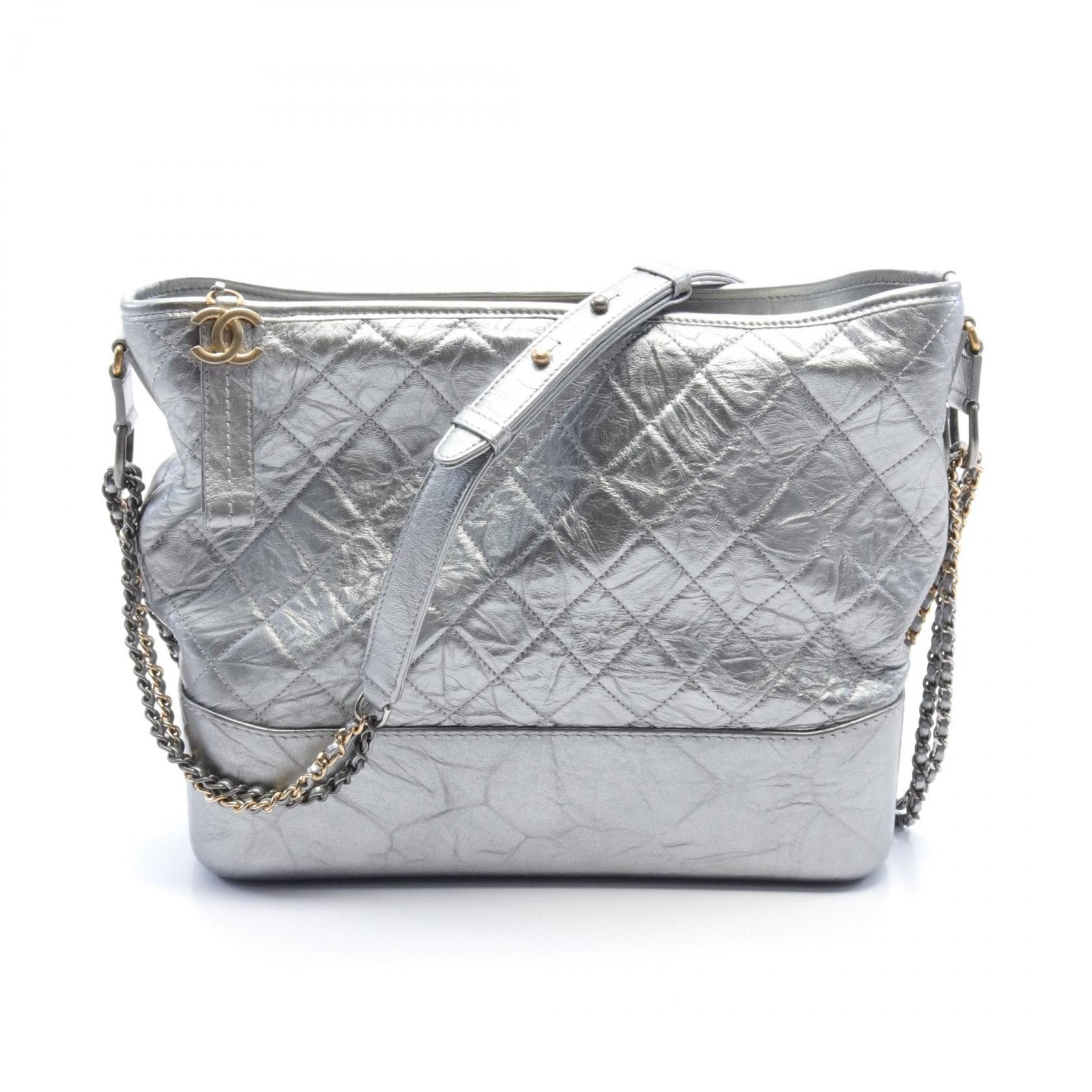Chanel Chanel Gabrielle De Chanel Leather Shoulder Bag Leather Shoulder Bag A93824 in Silver, Women's
