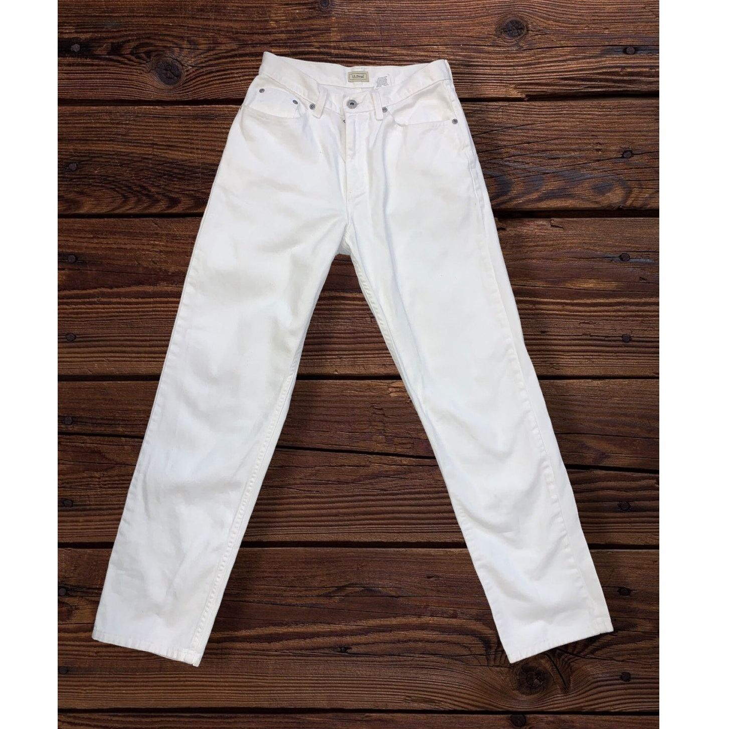 L.L. Bean 90s L.L. Bean White Denim Mom Jeans High Rise Tapered Sz 6 Size 28" / US 6 / IT 42 - 2 Thumbnail
