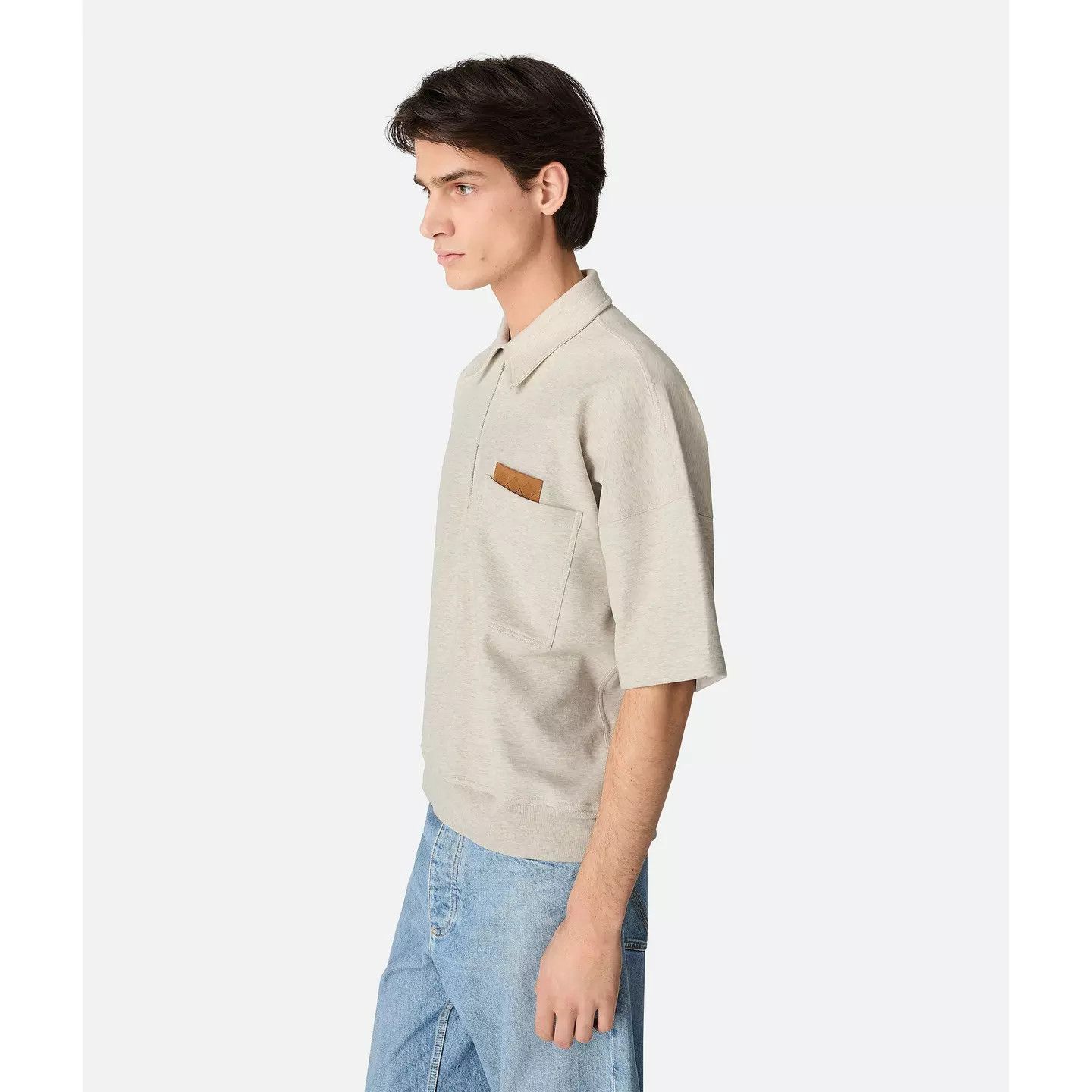 Bottega Veneta o1g2r1mq0426 Melange Polo Shirt in Grey Size US M / EU 48-50 / 2 - 2 Thumbnail