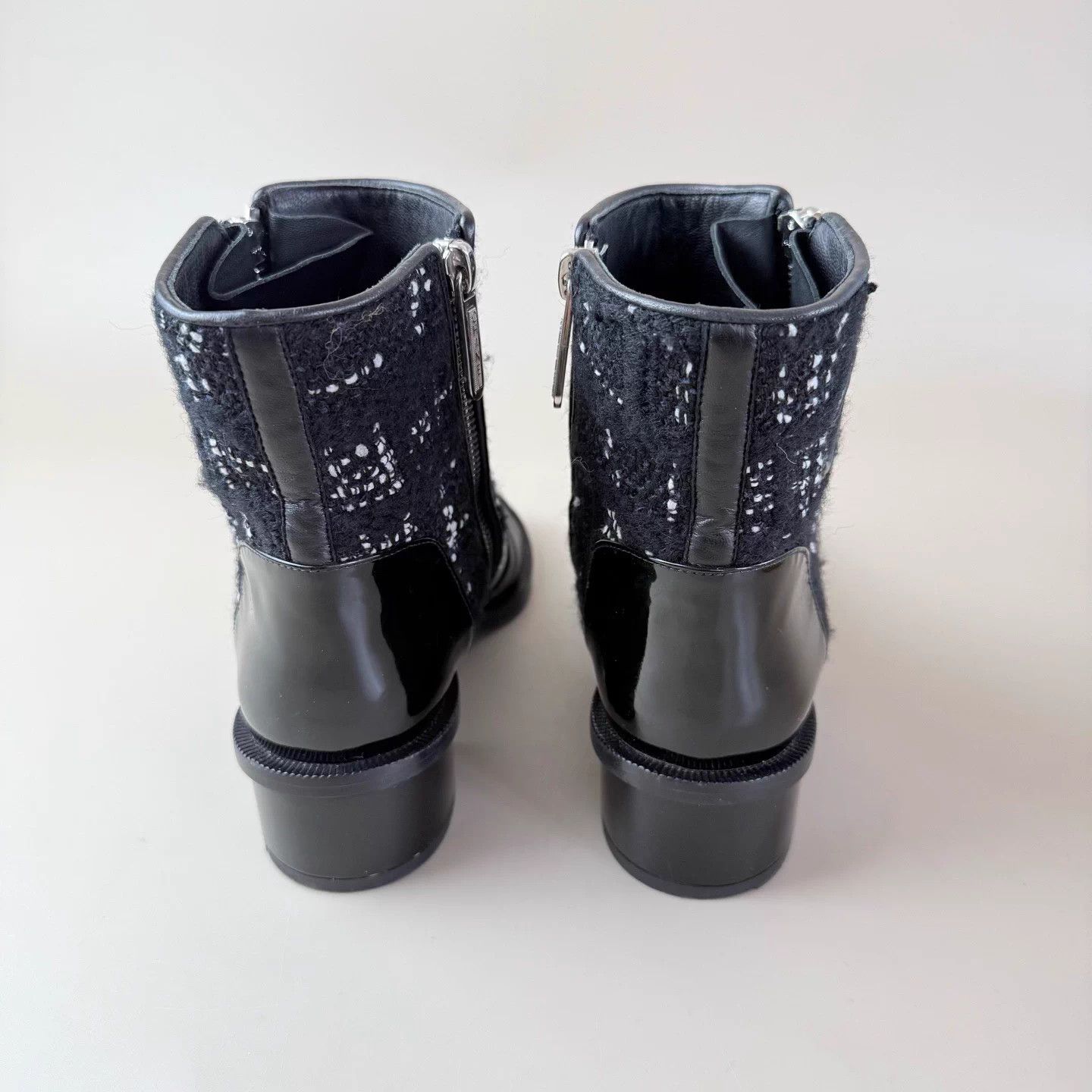 Chanel CHANEL Woven CC Black Short Boots 35.5 EUR MINT Size US 4.5 / IT 34.5 - 3 Thumbnail