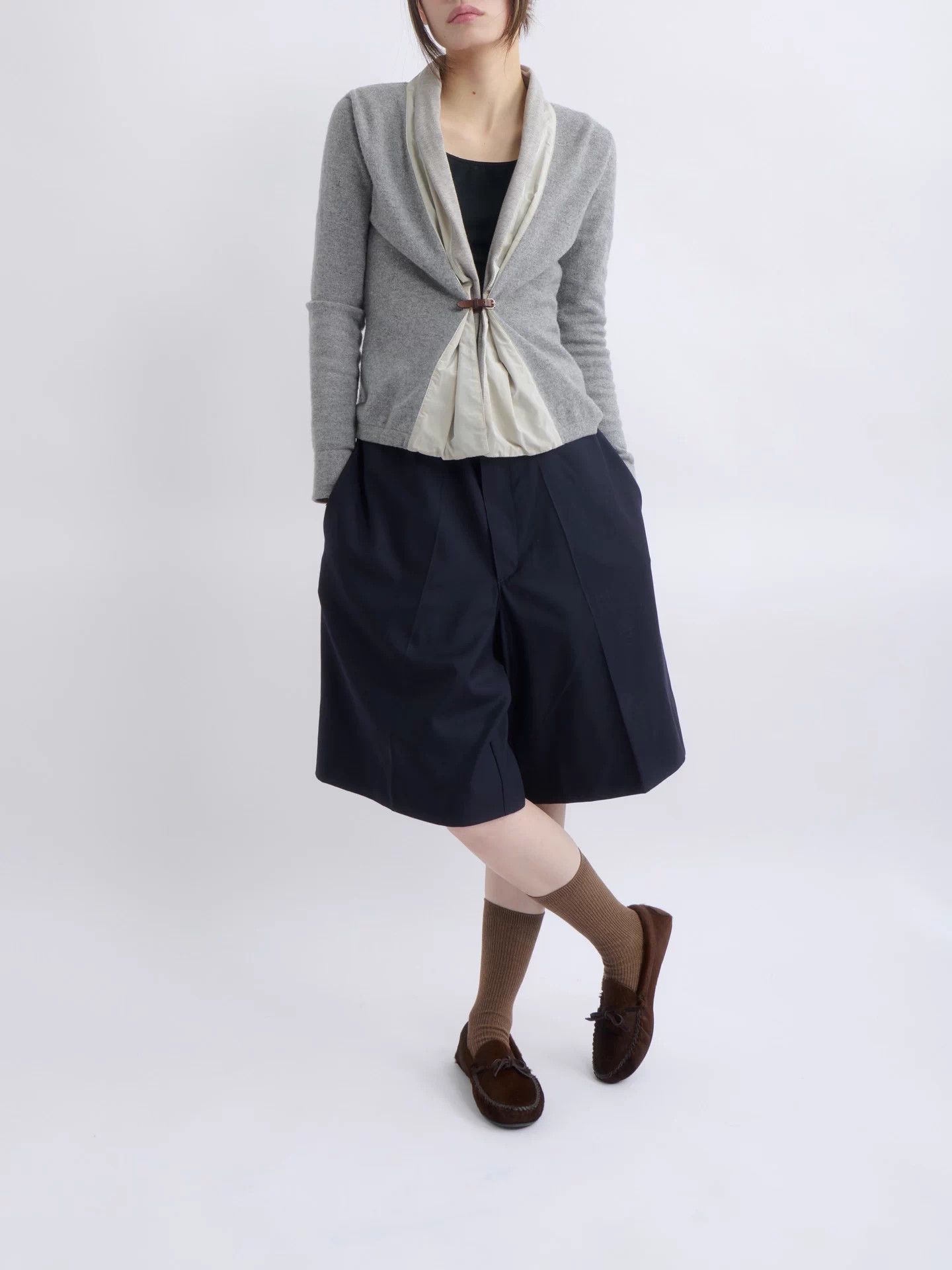 Fabiana Filippi Fabiana Filippi Gray Paneled Wool Knit Cardigan Size XS / US 0-2 / IT 36-38 - 5 Thumbnail