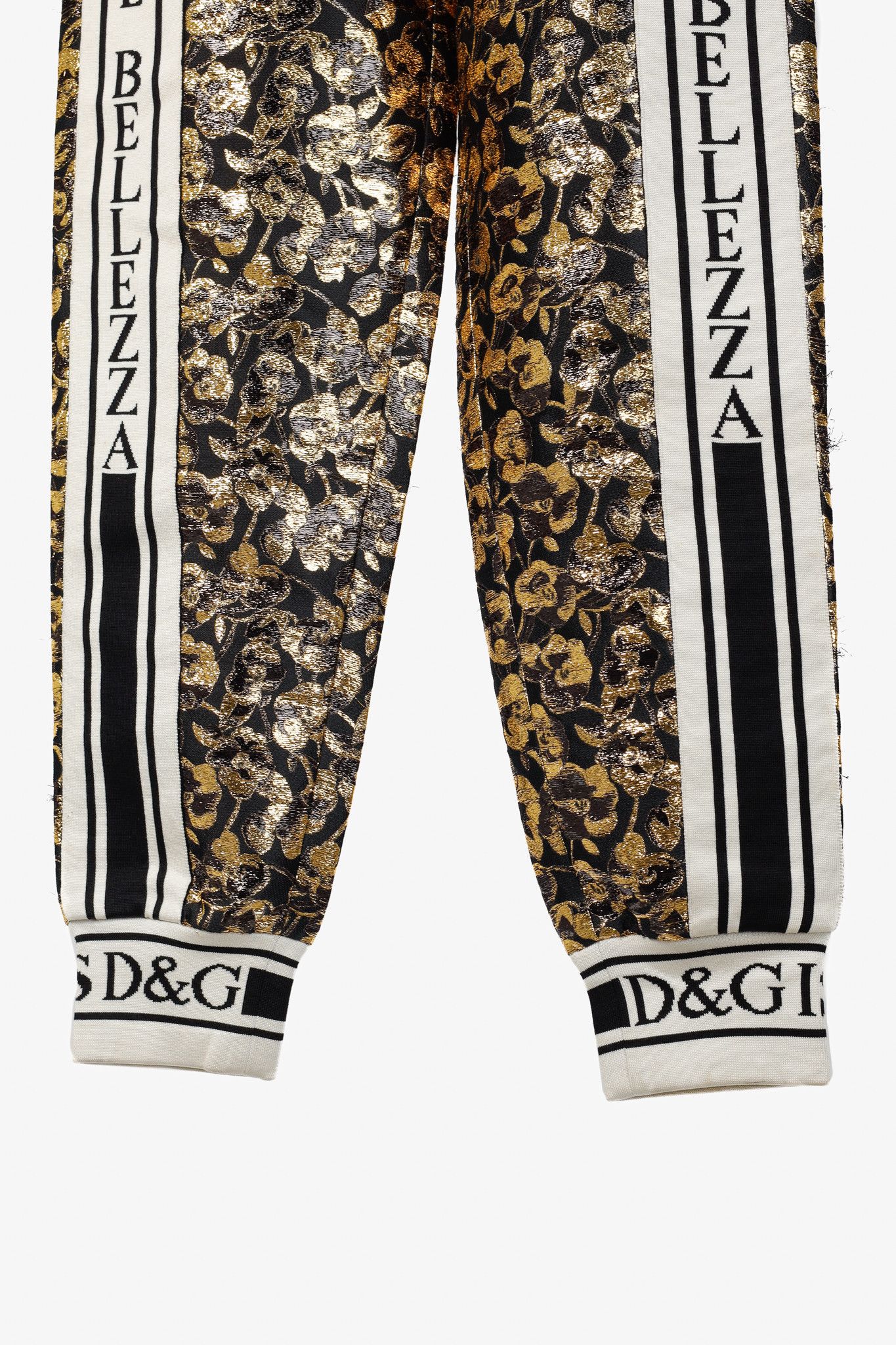 Dolce & Gabbana Dolce & Gabbana Gold Floral-Jacquard Tape-Trim Track Pants Size 27" / US 4 / IT 40 - 6 Thumbnail