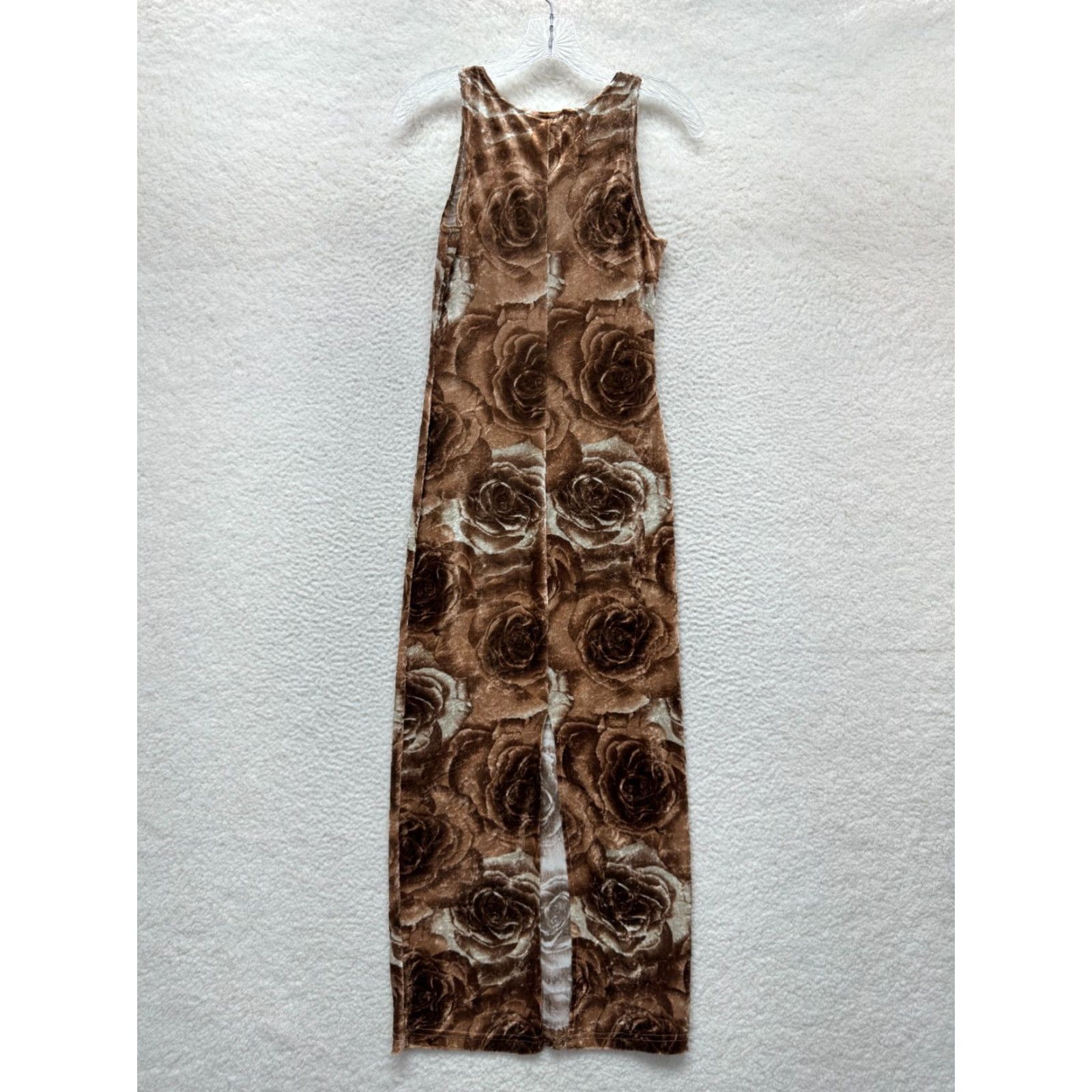 Vintage VINTAGE 90s Y2K Natini Maxi Dress Velvet Brown Rose Floral Grunge S Small Womens Size S / US 4 / IT 40 - 2 Thumbnail