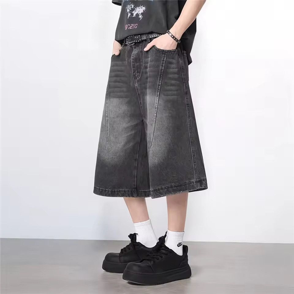 Jean Extra Long Culotte Style Washed Jorts, Baggy Denim Shorts Size US 34 / EU 50 - 2 Thumbnail