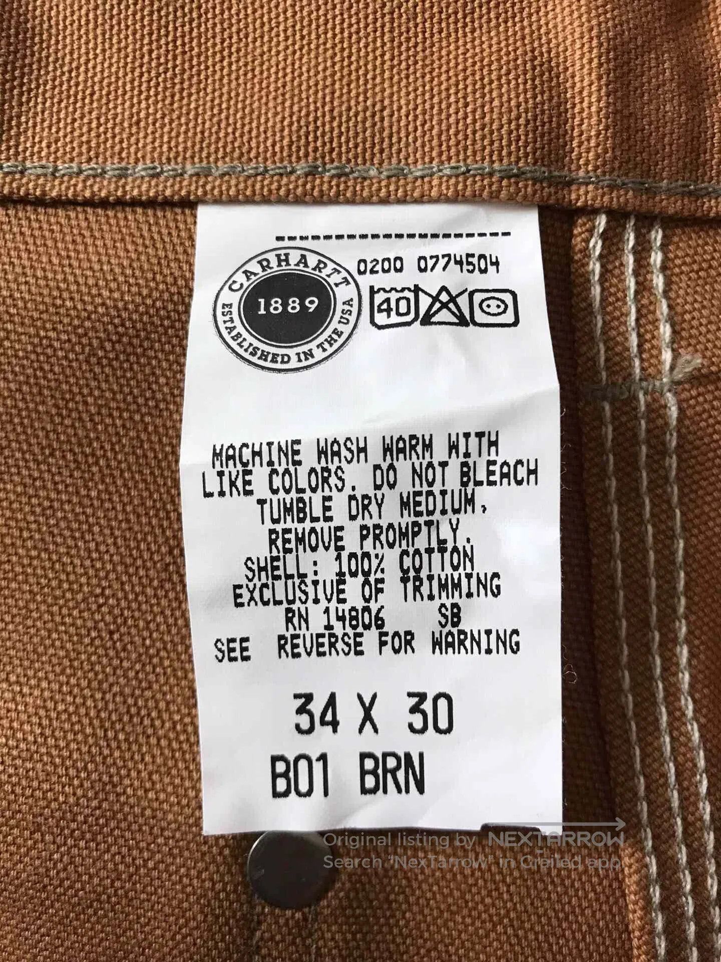 Carhartt Carhartt B01 BRN Canvas Work Pants W34L30. Size US 34 / EU 50 - 9 Thumbnail