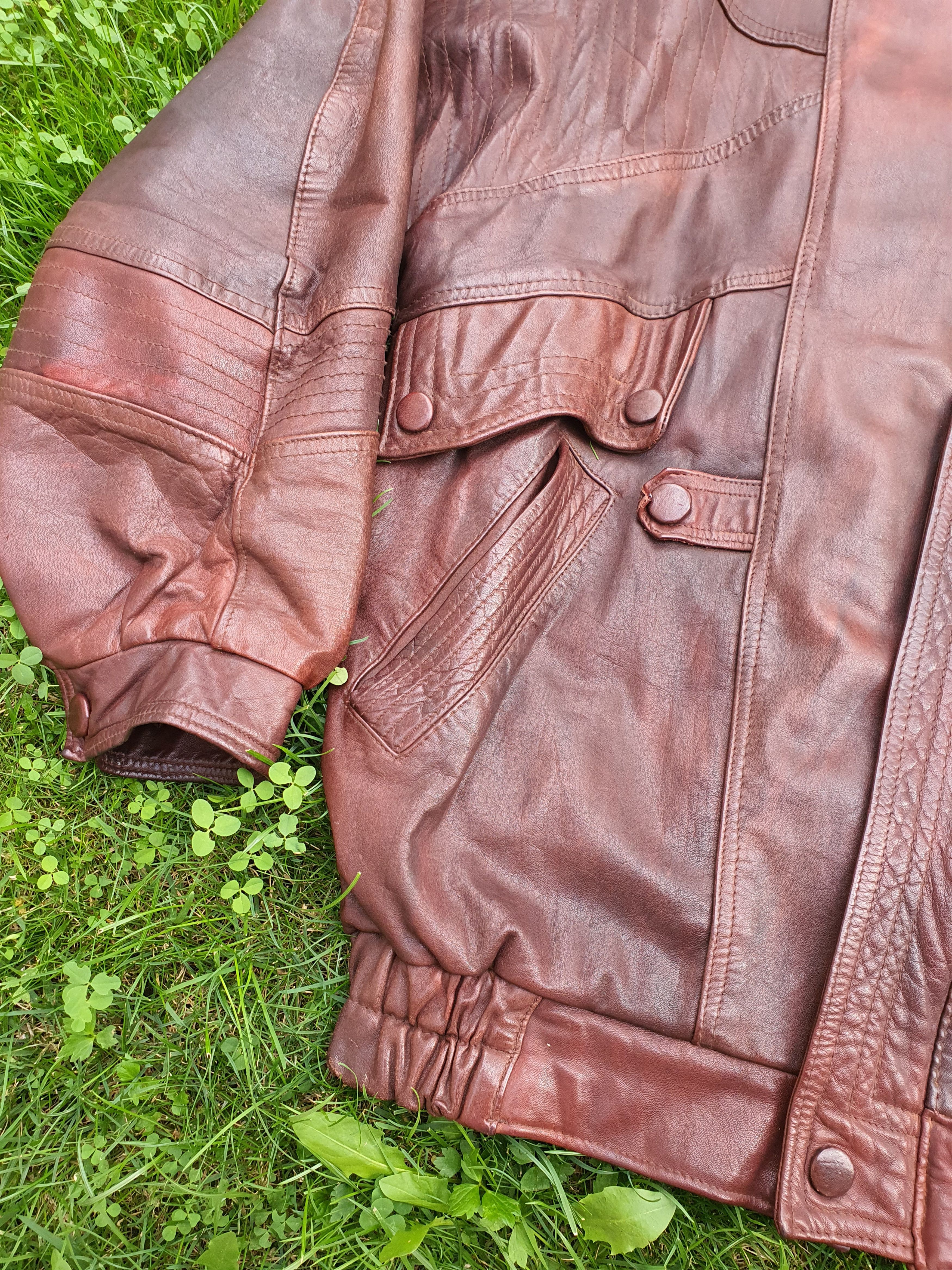 Genuine Leather × Vintage Vintage Boxy Leather Jacket Size US L / EU 52-54 / 3 - 6 Thumbnail