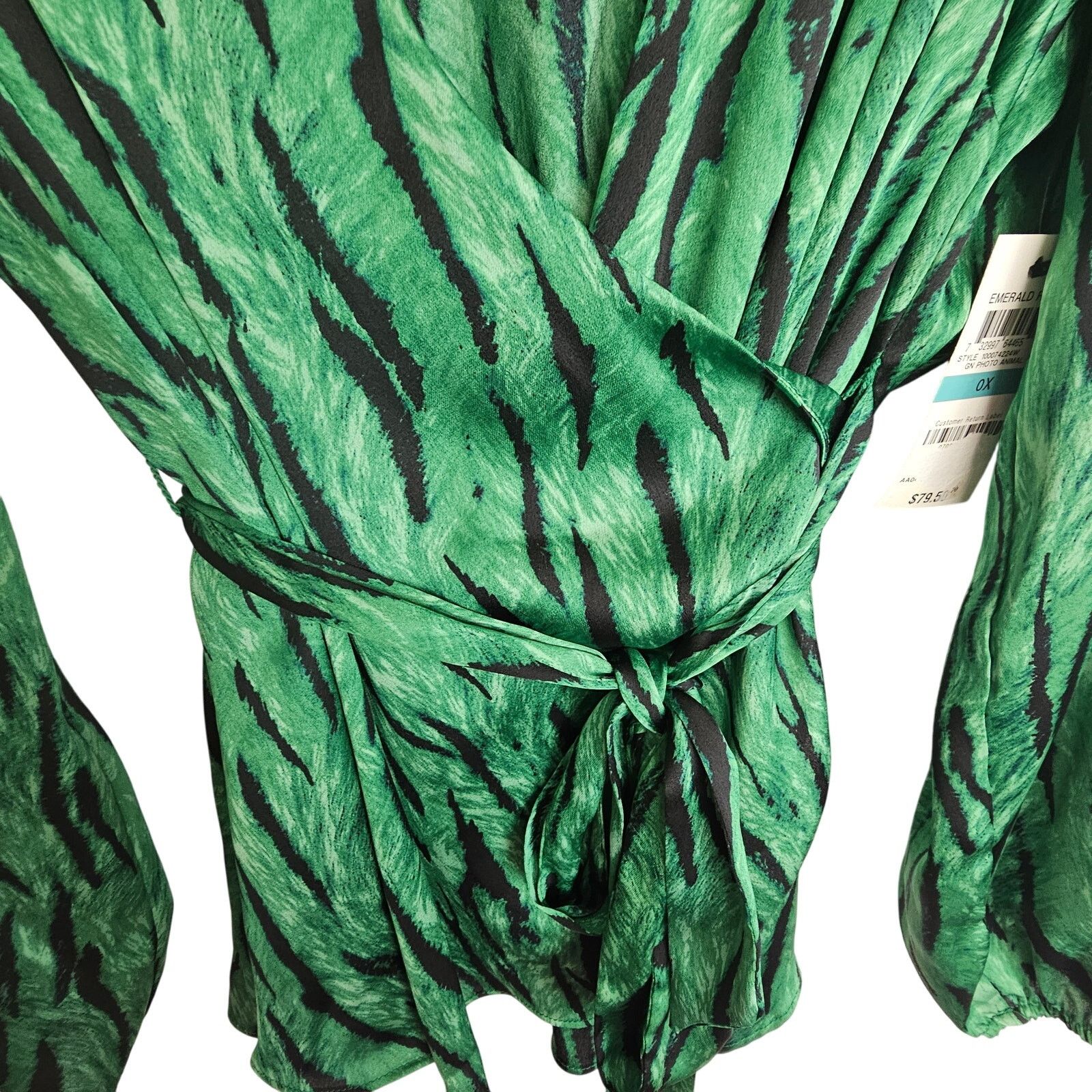 CNCPTS INC International Concepts Womens Blouse Zebra Satin Wrap Size XL / US 12-14 / IT 48-50 - 4 Thumbnail