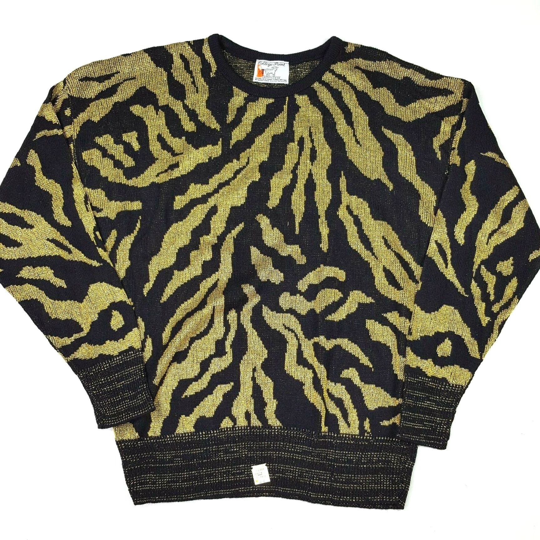 Vintage VINTAGE Shiny Gold Animal Print Women's Size M Knit Pullover Art Sweater NOS Size M / US 6-8 / IT 42-44 - 2 Thumbnail