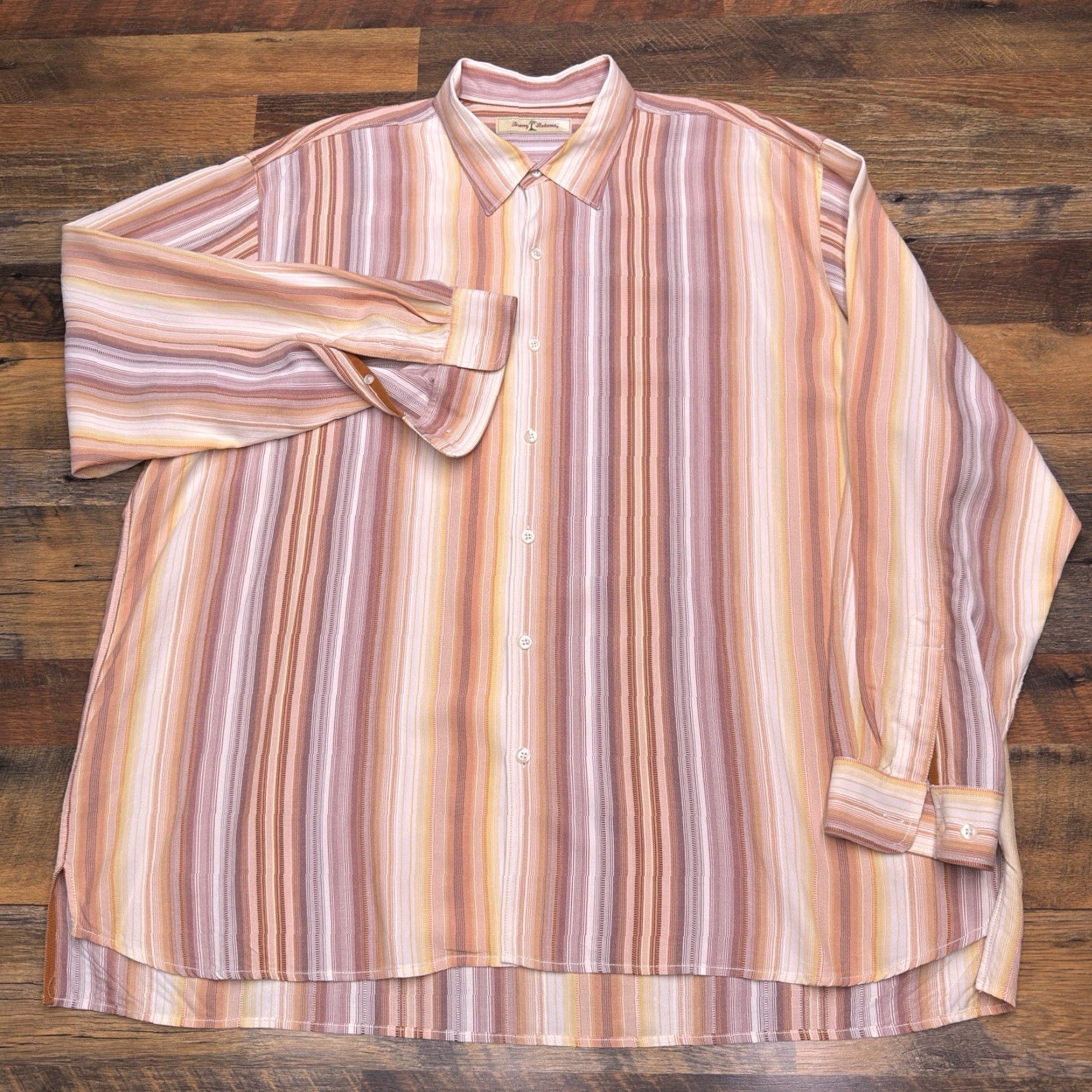 Tommy Bahama Tommy Bahama Shirt Mens 2XL XXL Tan Striped Tencel Button Up Size US XXL / EU 58 / 5 - 4 Thumbnail
