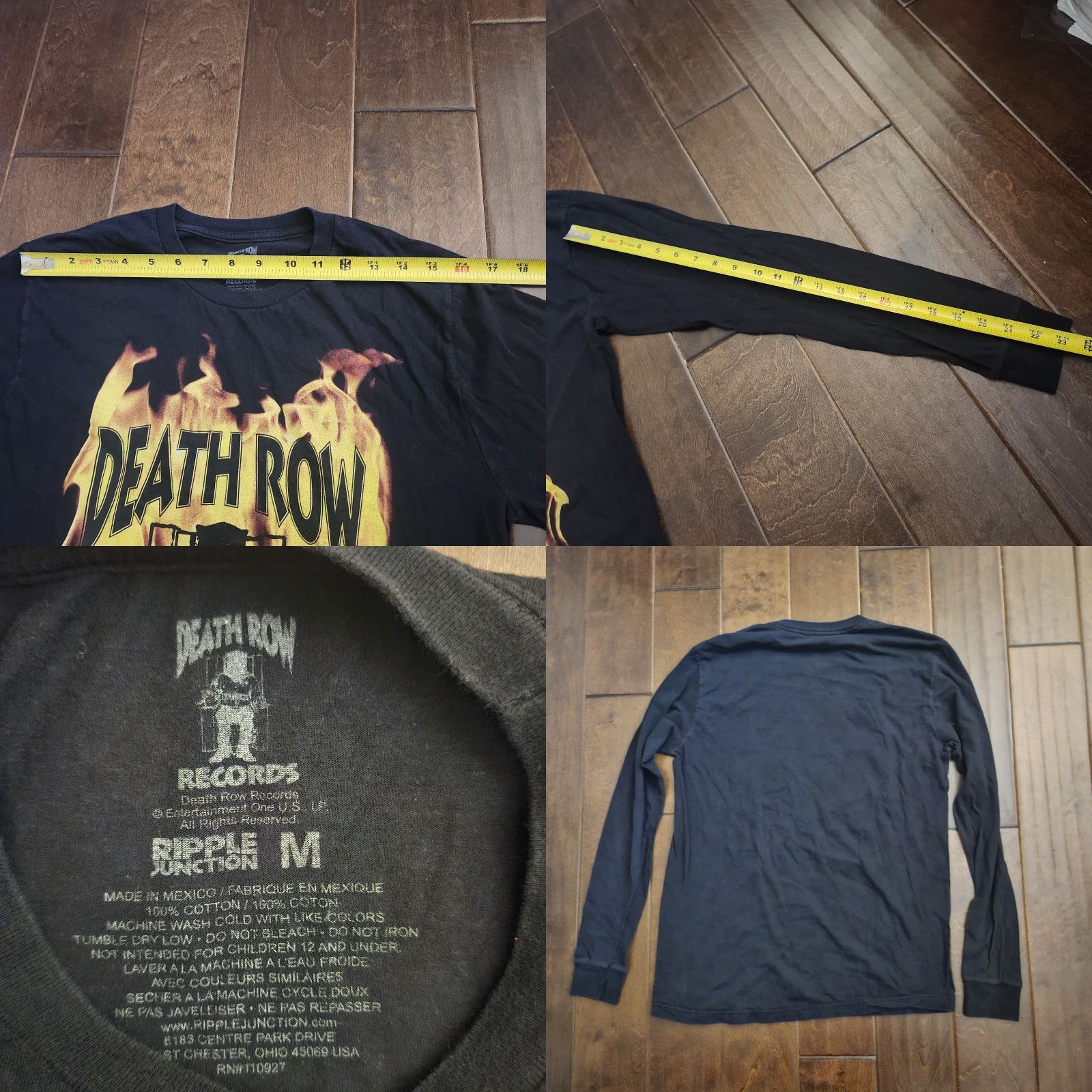 Ripple Junction Death Row Records Mens Medium Long Sleeve Black Graphic Hip Hop T Shirt Size US M / EU 48-50 / 2 - 9 Thumbnail