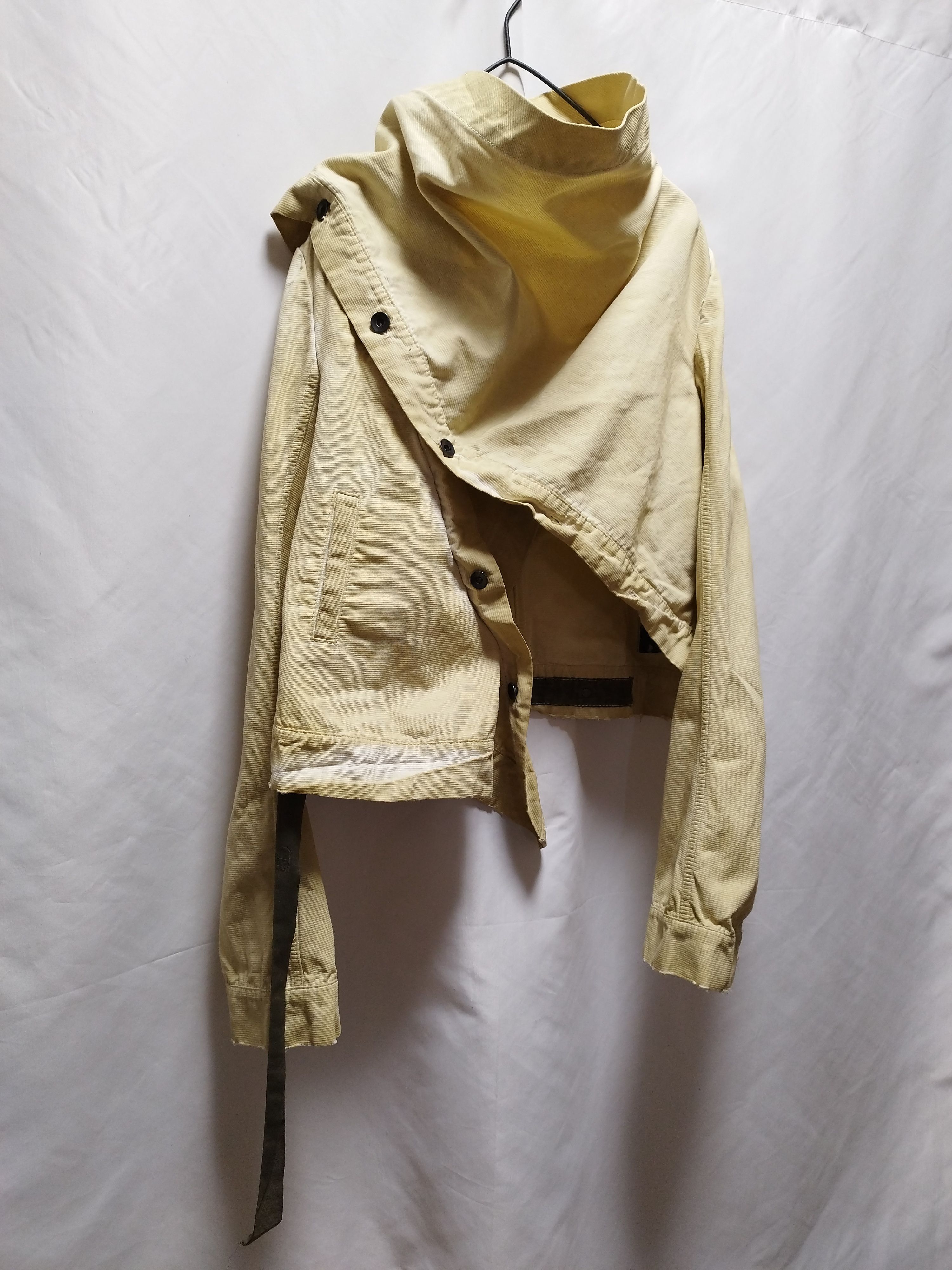 image of Rick Owens x Rick Owens Drkshdw Very Archive Dusty Dyed Tracker Jacket Draped Denim in Cream (Size 
