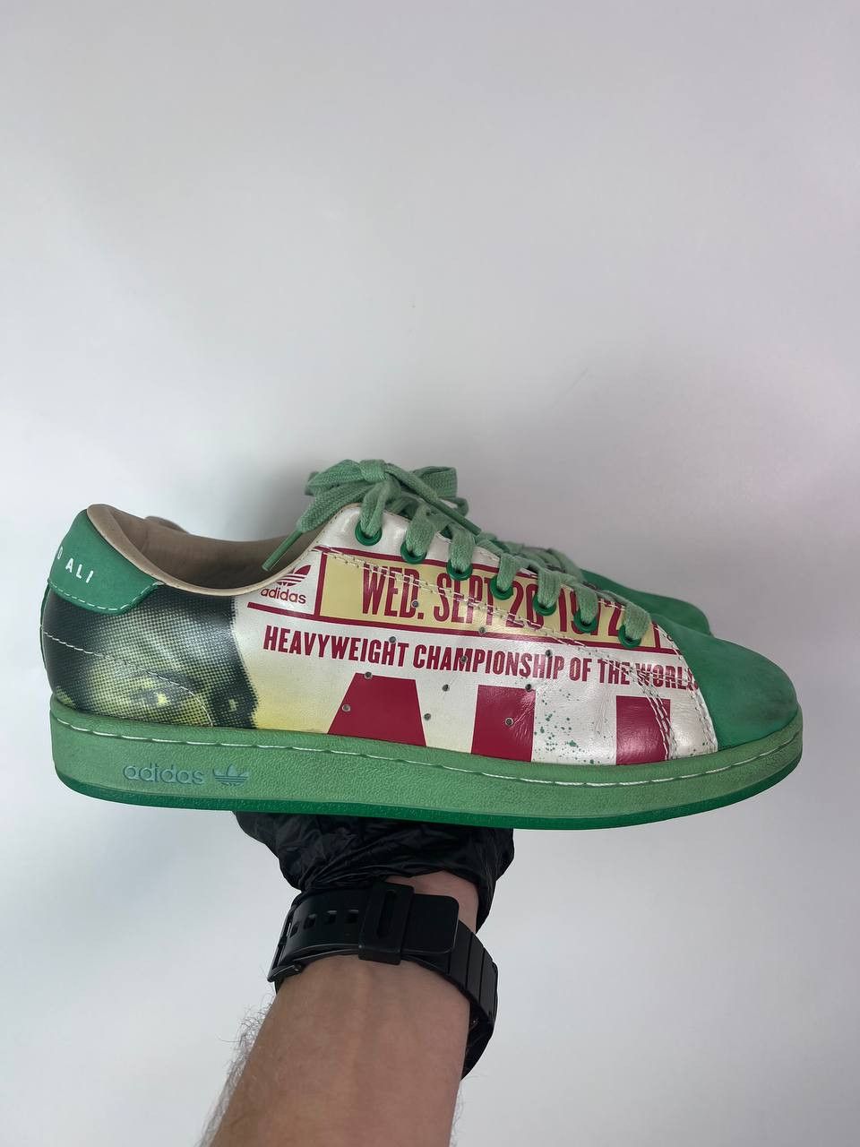 adidas gazelle silver green womens Limited edition Muhammad Ali inspired Black / Grey Adidas custom Gazel –  Sneakcustomtrainers.com main image 0