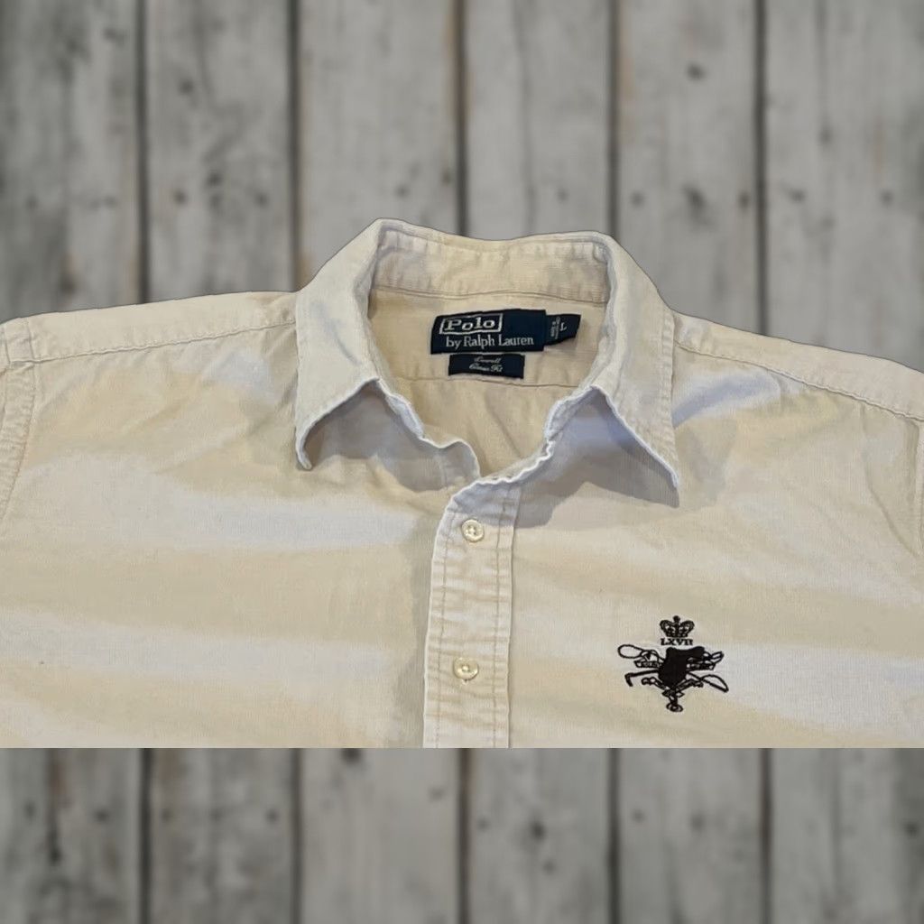 Polo Ralph Lauren VINTAGE Polo Ralph Lauren Shirt Men’s L Ivory Corduroy Equestrian Lowell Classic Fit Size US L / EU 52-54 / 3 - 1 Thumbnail