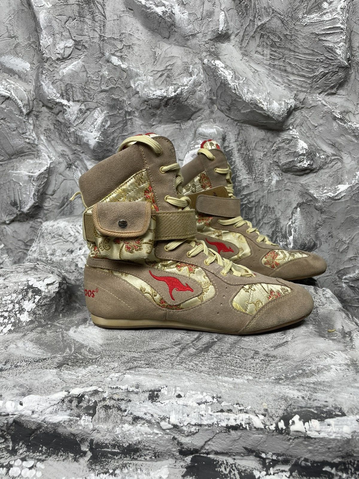 Japanese Brand × Vintage 2000s Y2K Punk Pocket Rare High Shoes Chinese Satin Pattern Size US 8 / IT 38 - 4 Thumbnail