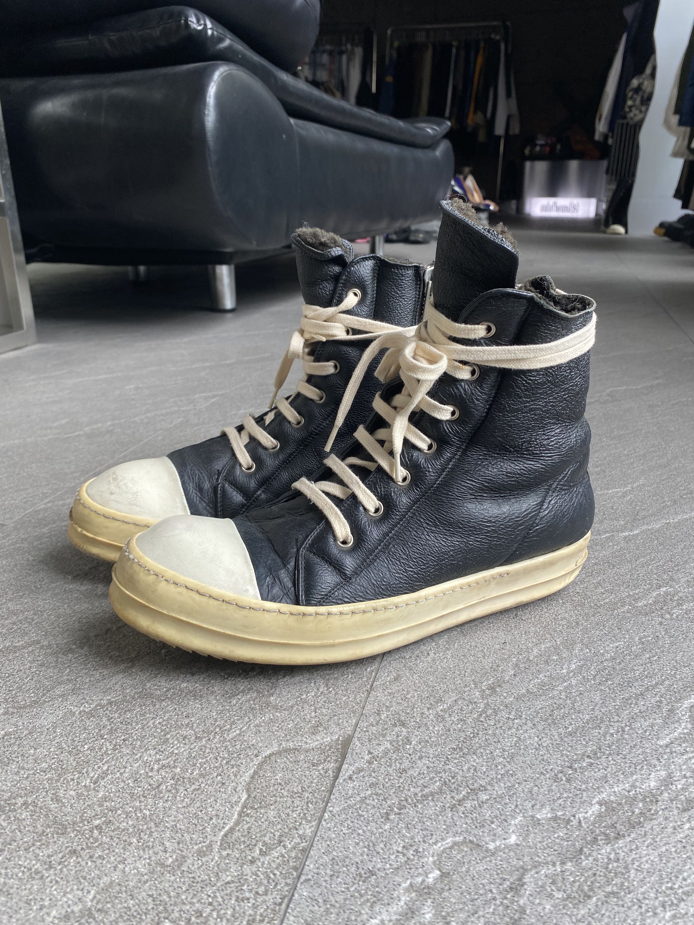 Rick Owens Rick Owens Ramones High Black Leather Milk EU42 Size US 9 / EU 42 - 3 Thumbnail