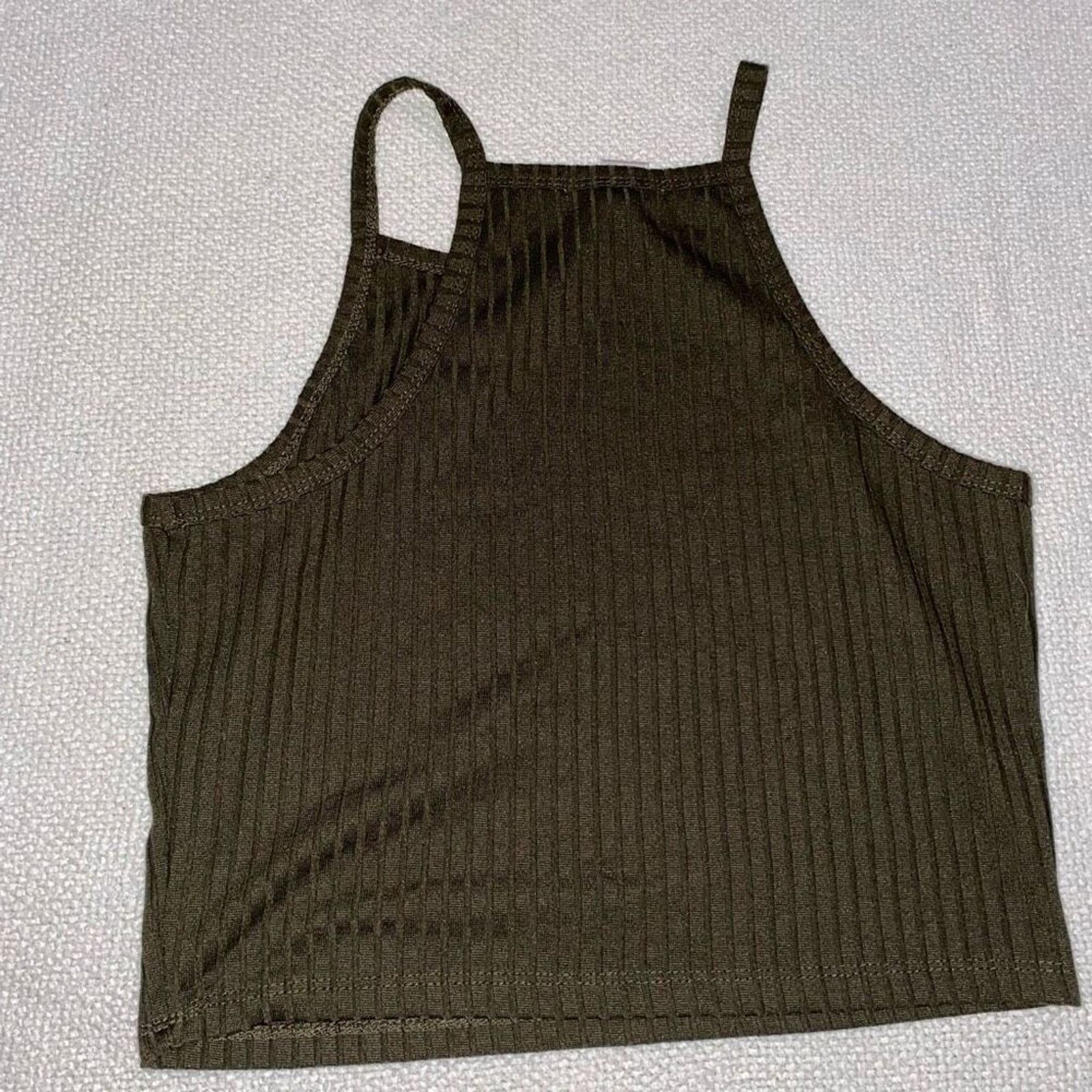 Other Bozzoli Olive Green Ribbed Crop Tank Top | Sz M Size M / US 6-8 / IT 42-44 - 4 Thumbnail