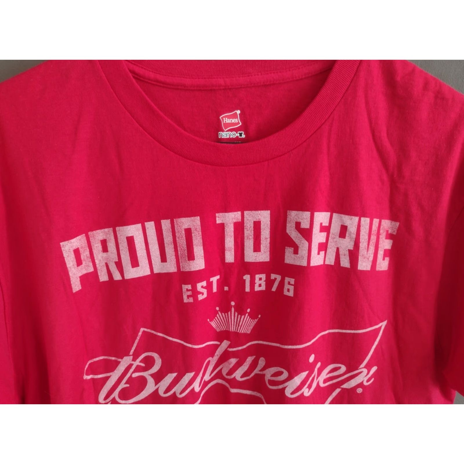 Hanes Budweiser Beer T-Shirt Men X-Large Red USA Military 2010s Mens Size US XL / EU 56 / 4 - 3 Thumbnail