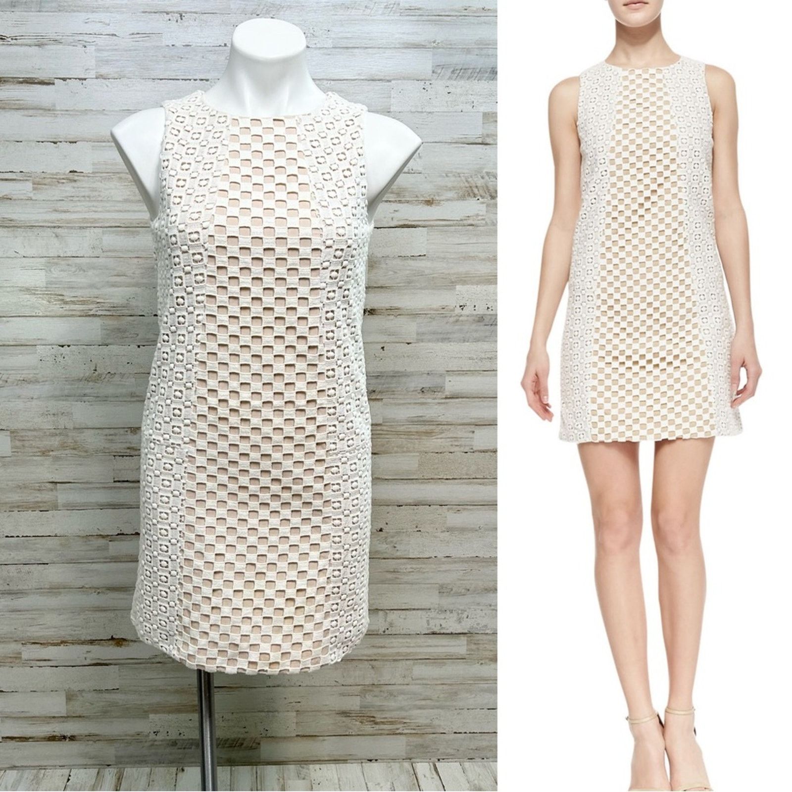 Tibi Tibi Sonoran Sleeveless Eyelet Shift Dress Size 0 Ivory Size XS / US 0-2 / IT 36-38 - 1 Thumbnail