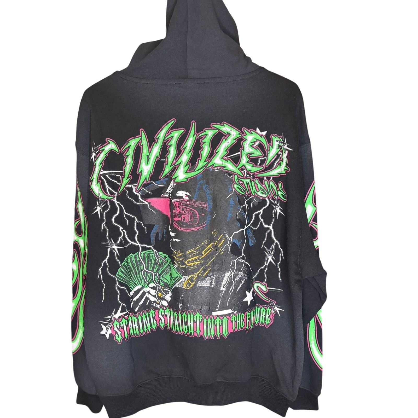 Civilized NWT SZ M - Civilized Blk/Green/Multi Hoodie (CV6119) Size US M / EU 48-50 / 2 - 2 Thumbnail