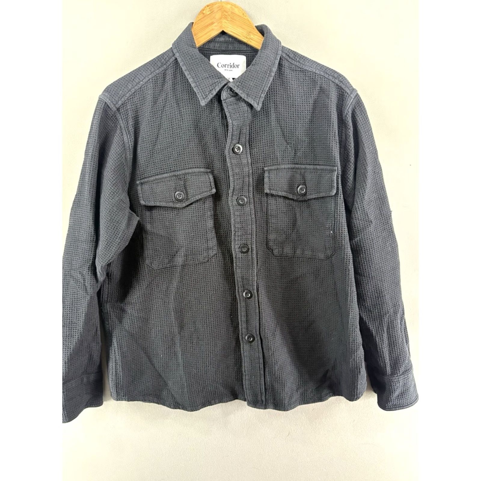 Corridor Shirt Jacket Mens Medium Black Waffle Cotton Kingston, Men's — image 2 of 6