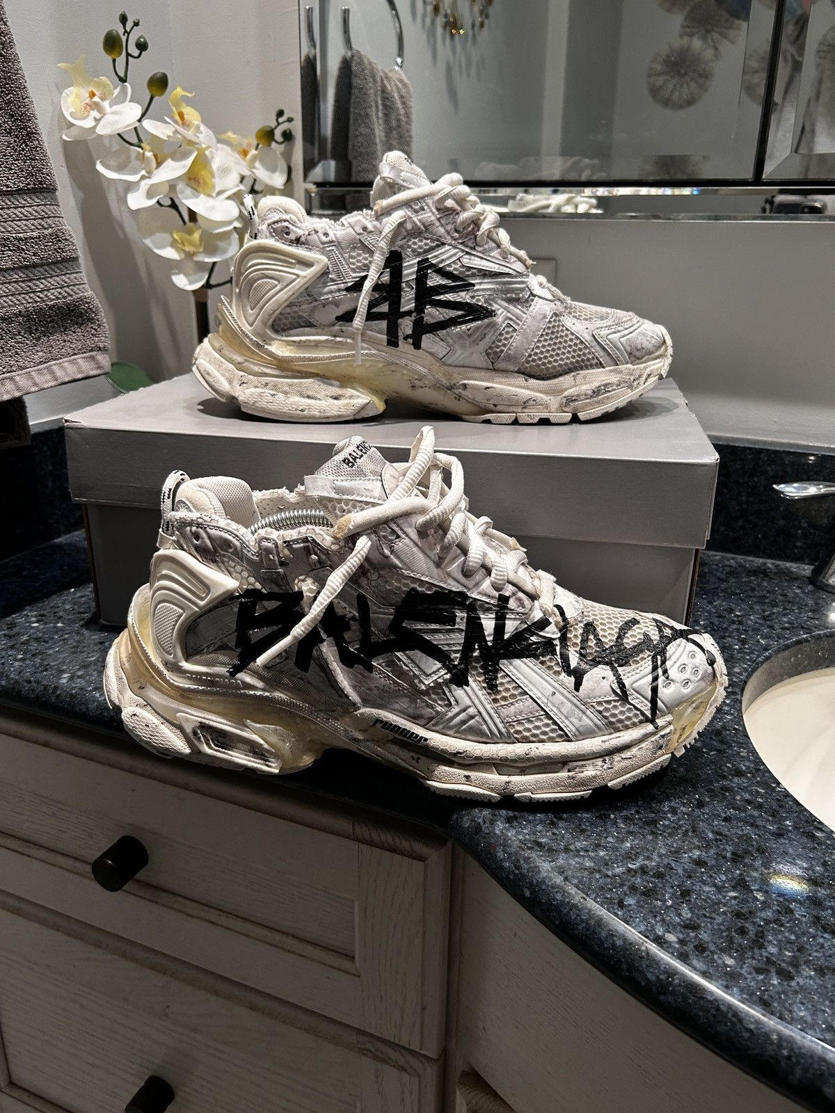 靴 BALENCIAGAcargo Balenciaga Cargo Sneaker Grey Black Yellow - POIZON