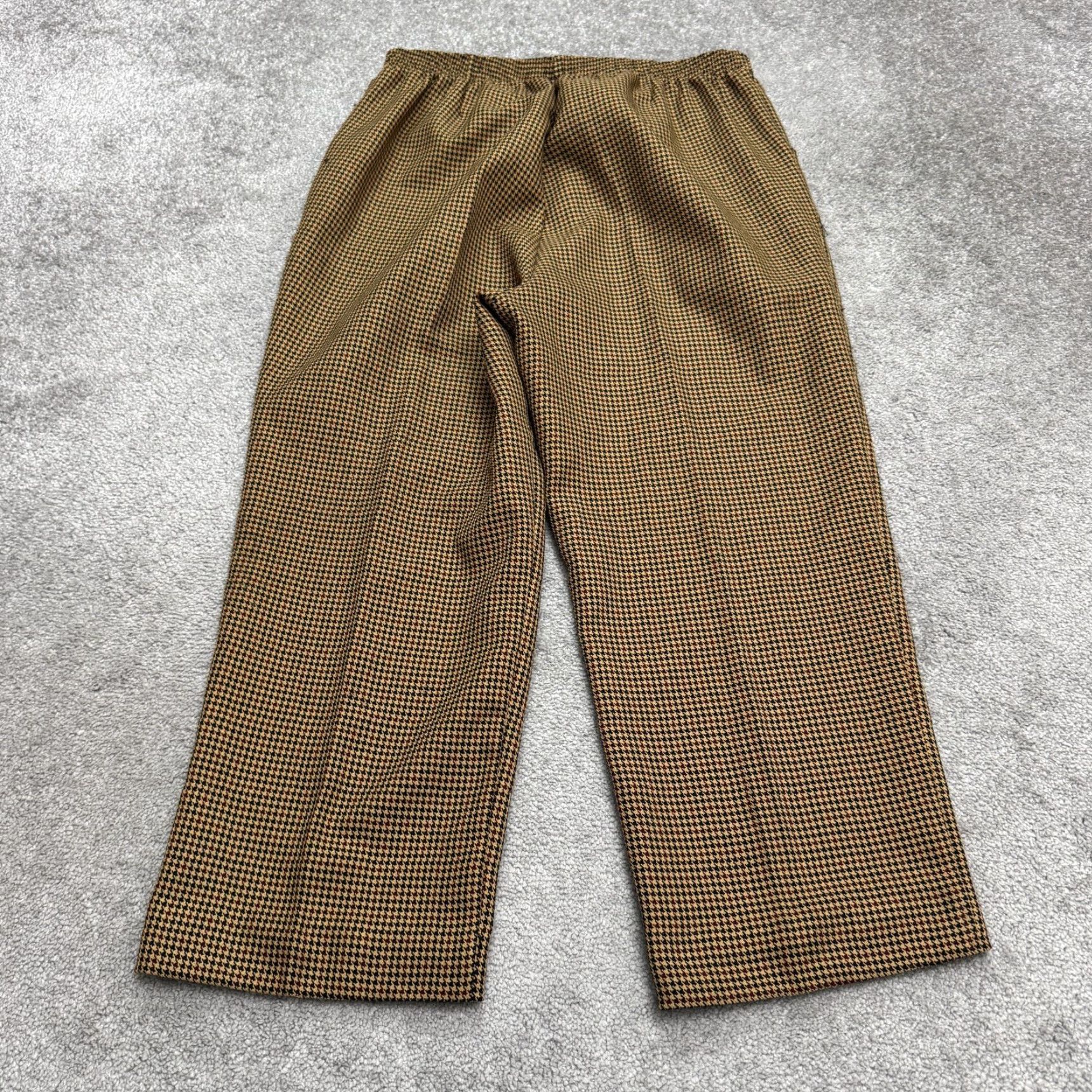 Haband VINTAGE Village Square Haband Pants Womens 16 Brown Houndstooth Pull On Size 38" / US 16 / IT 52 - 2 Thumbnail