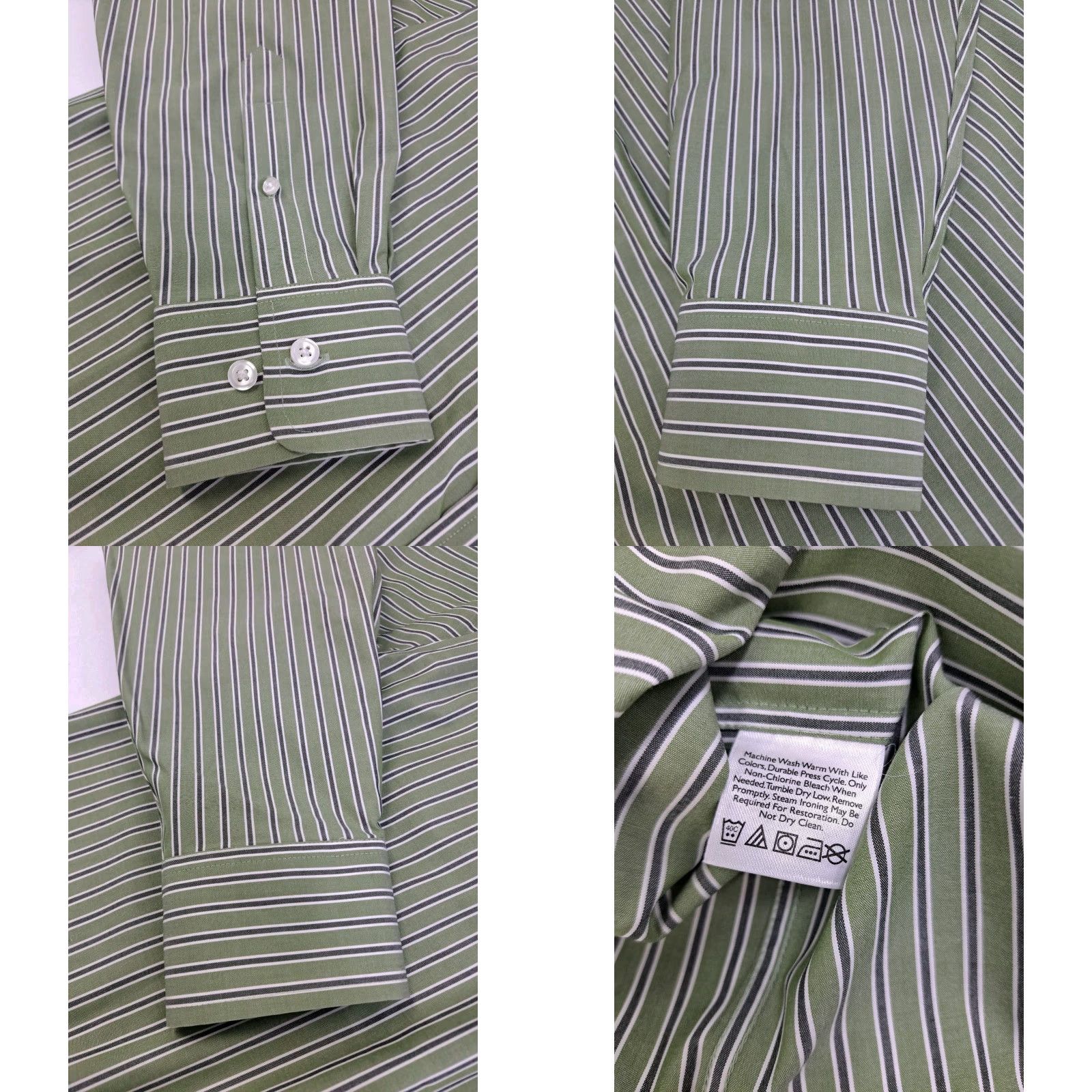 Eddie Bauer Eddie Bauer Men's Wrinkle Resistant Long Sleeve Button Up Striped Shirt M Green/White Striped Shirt Mens M Wrinkle Resistant Button-Up Shirt Size US M / EU 48-50 / 2 - 8 Thumbnail