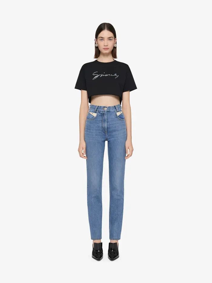 Givenchy o1w1db10326 Cropped T-Shirt in Black Size L / US 10 / IT 46 - 2 Thumbnail