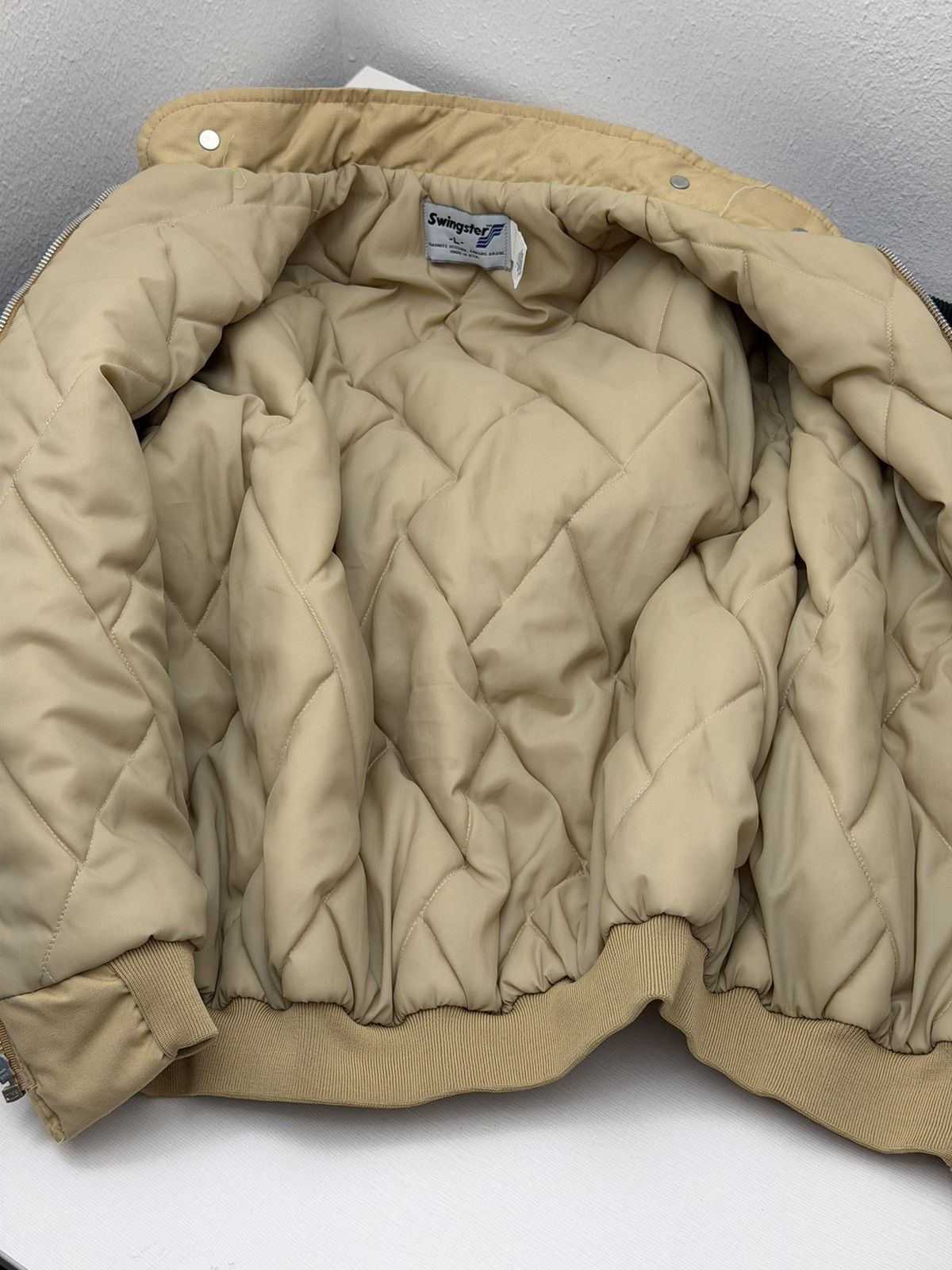 Swingster Vtg 80s Swingster Quilted Lined Tan & Green Corduroy USA L Size US L / EU 52-54 / 3 - 7 Thumbnail