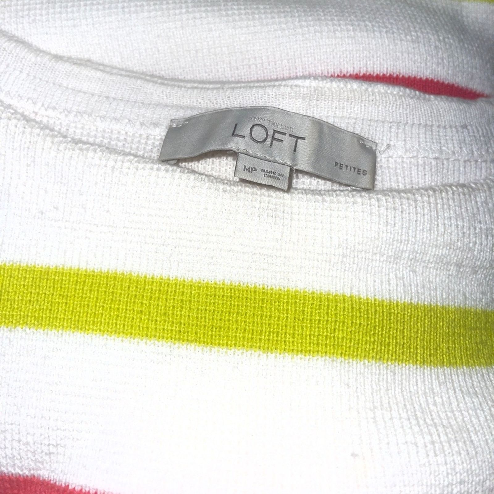 Loft LOFT Cotton Coral Color-block Striped Sweater Sz PM Size ONE SIZE - 5 Thumbnail