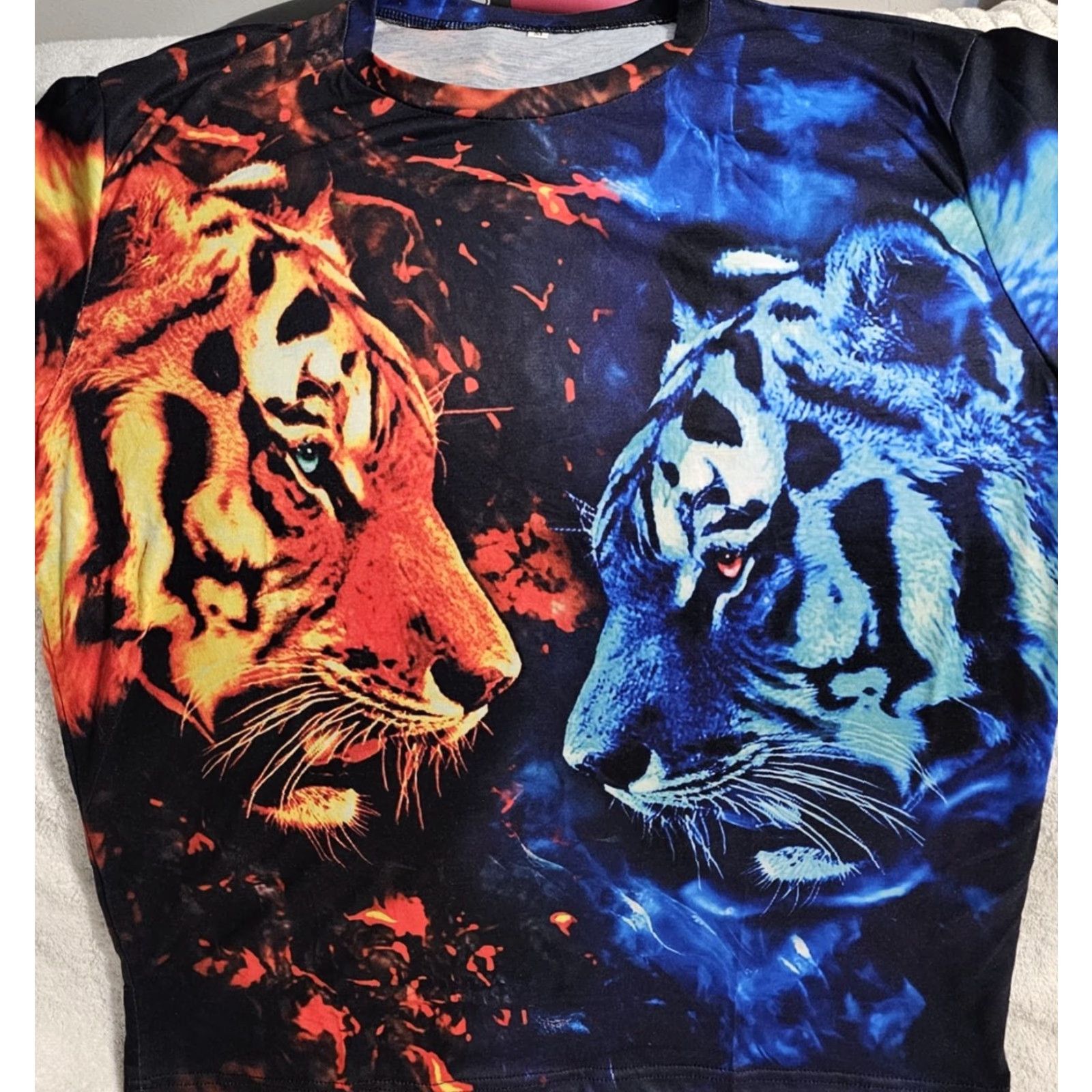 Vintage TIGER AND WHITE TIGER CAT BENGAL ANIMAL JUNGLE T-SHIRT Size US M / EU 48-50 / 2 - 2 Thumbnail