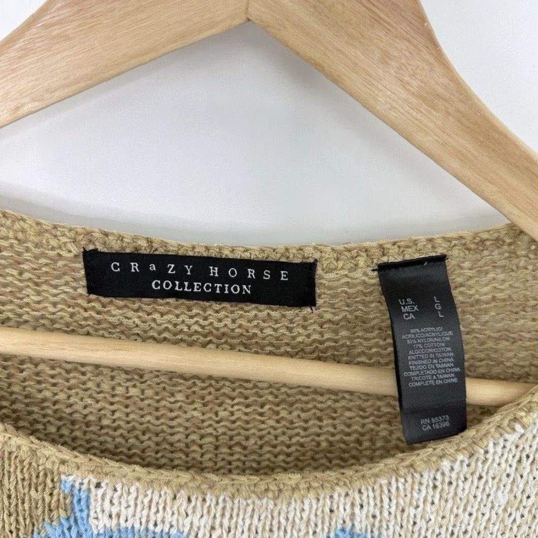 Vintage NWT Crazy Horse Flower Textured Knit Sweater Beige L Womens Boho Preppy 3/4 Sleeve Pullover Size Large Glow Vintage-inspired Size L / US 10 / IT 46 - 5 Thumbnail