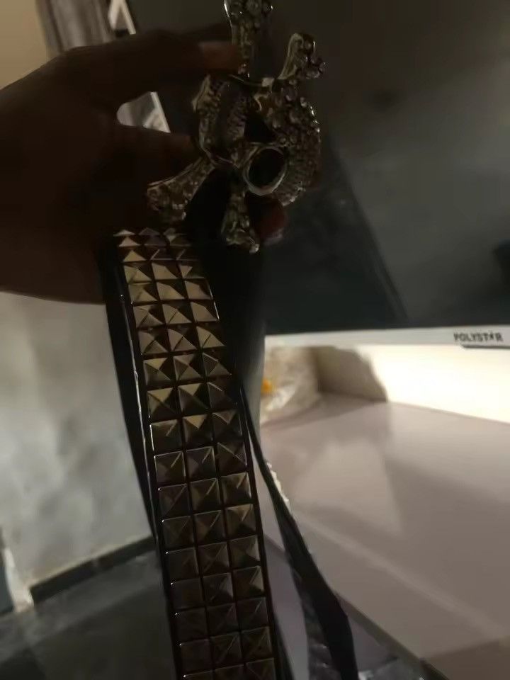 Japanese Brand 115 cm Trendy Gothic Punk Costume Rivet Skulls Buckle Belt Size 36 - 7 Thumbnail