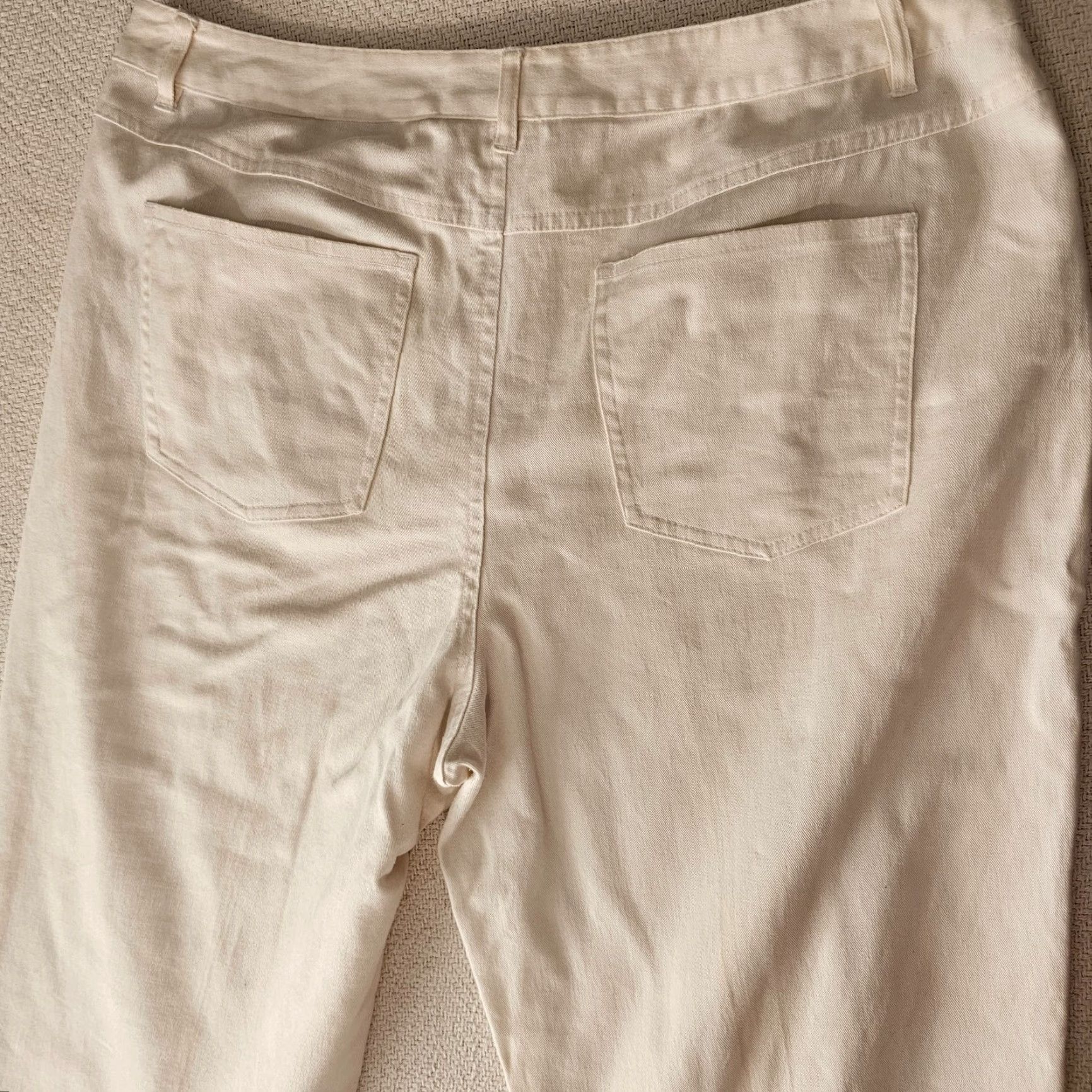 Talbots Talbots Women Capri Crop Linen Blend Pants 14P Petites Ivory Cream Straight Leg 18.5in Inseam | Linen Pants | Casual Travel Size 36" / US 14 / IT 50 - 7 Thumbnail