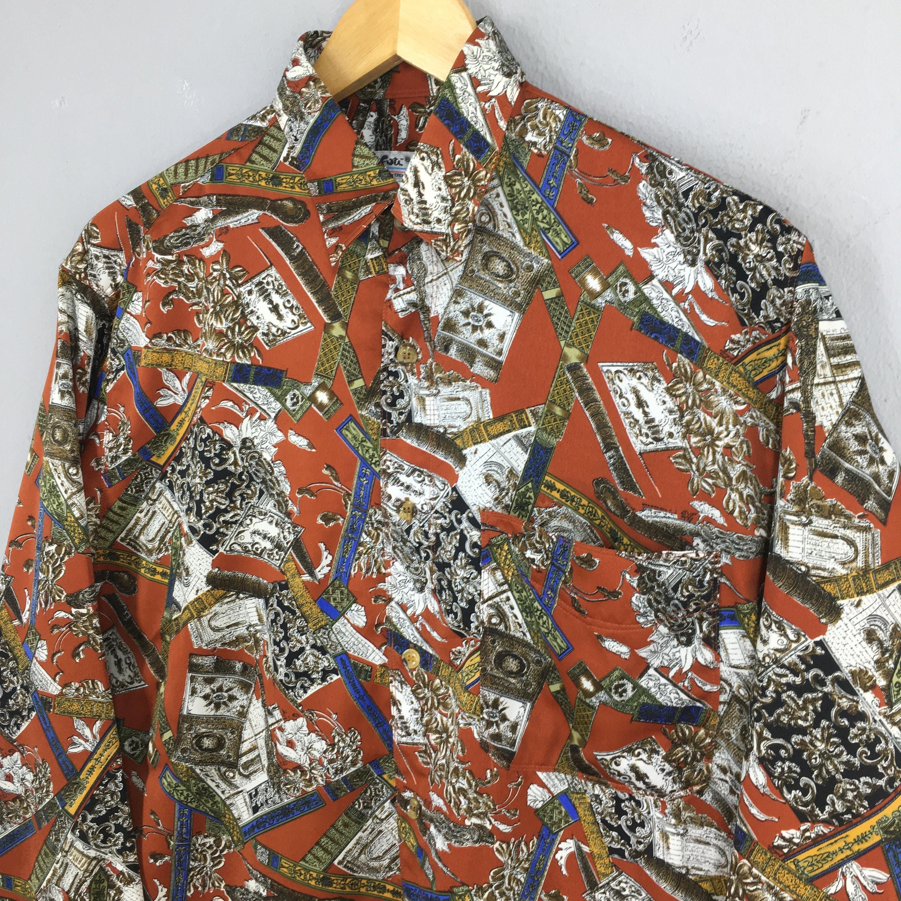Flannel Vintage 90's Baroque Renaissance Casual Shirt Medium Size US M / EU 48-50 / 2 - 3 Thumbnail