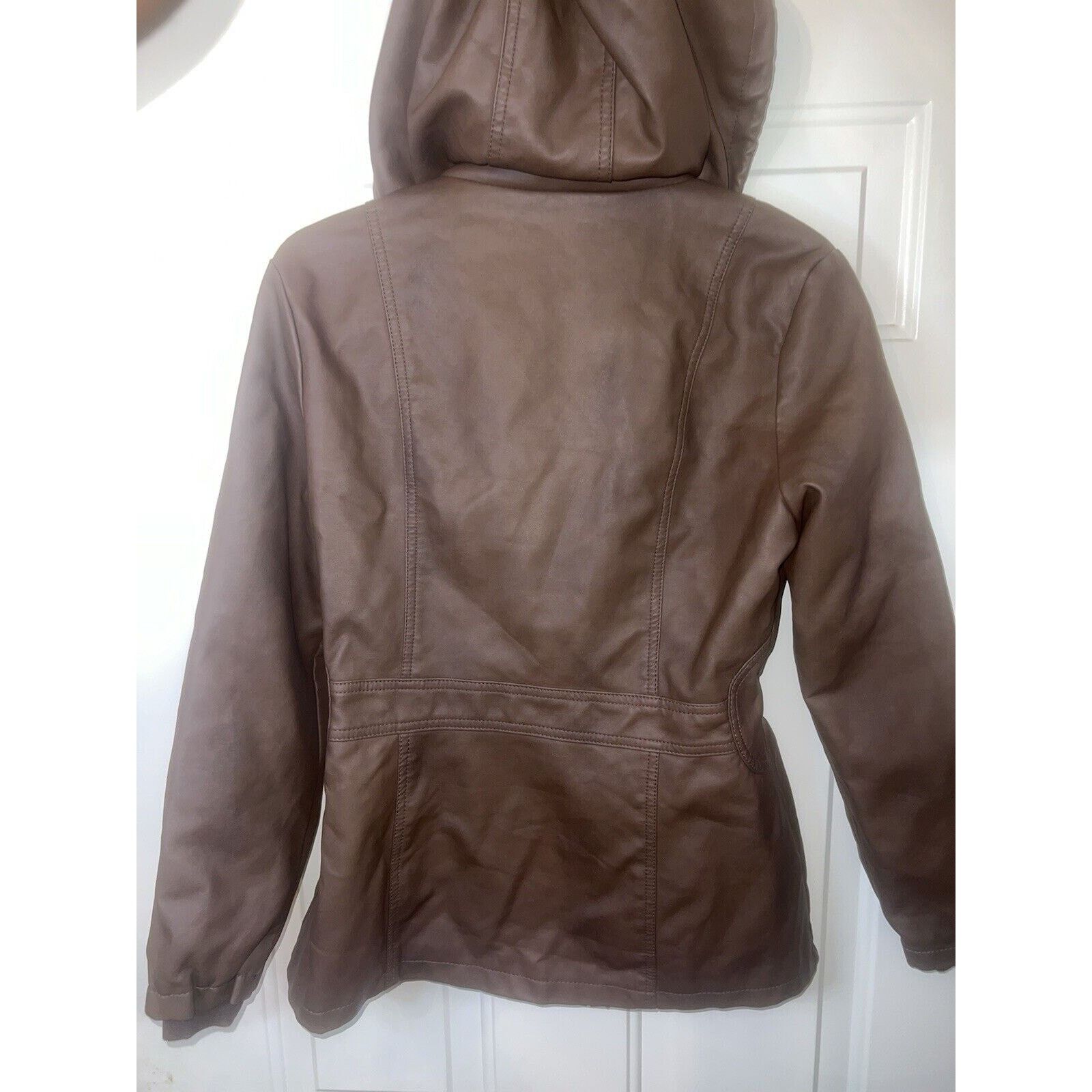 Other Cavalini Vegan Leather Women Jacket Brown Large Trench Coat Size L / US 10 / IT 46 - 4 Thumbnail