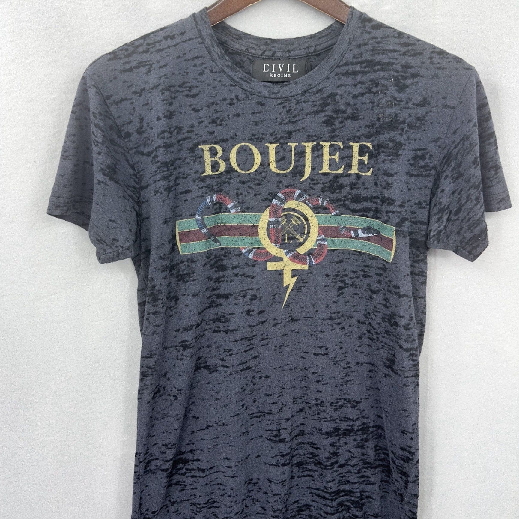 Logo 7 Civil Regime Shirt Mens Small Boujee Burnout Crew Neck Gray Streetwear Y2k Logo Size US S / EU 44-46 / 1 - 2 Thumbnail