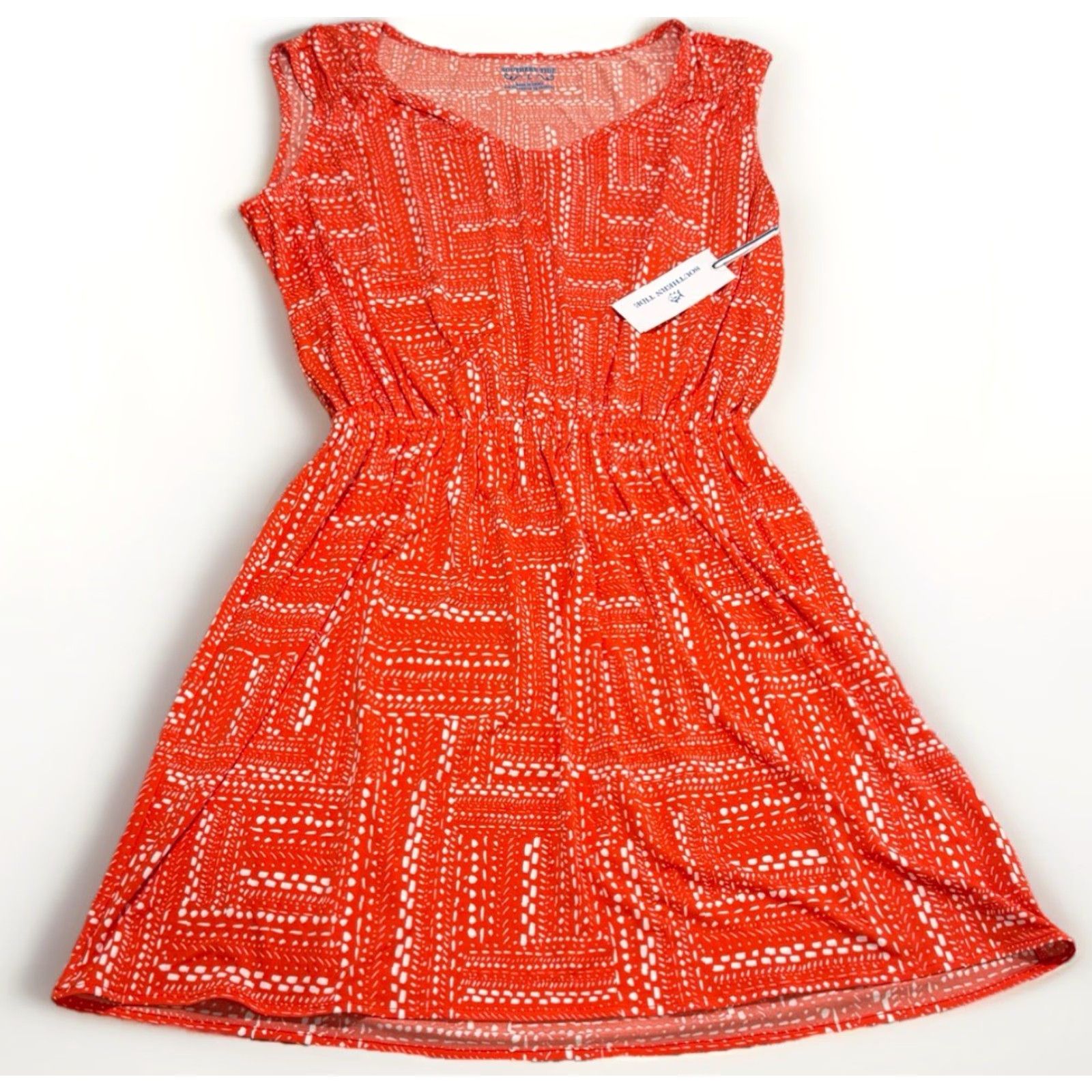 Southern Tide NWT Southern Tide Varsity Gameday Flat Mini Dress Endzone Orange Abstract Short Sleeve Cap Sleeve Drop Waist Pullover Casual Travel Women L Size L / US 10 / IT 46 - 3 Thumbnail