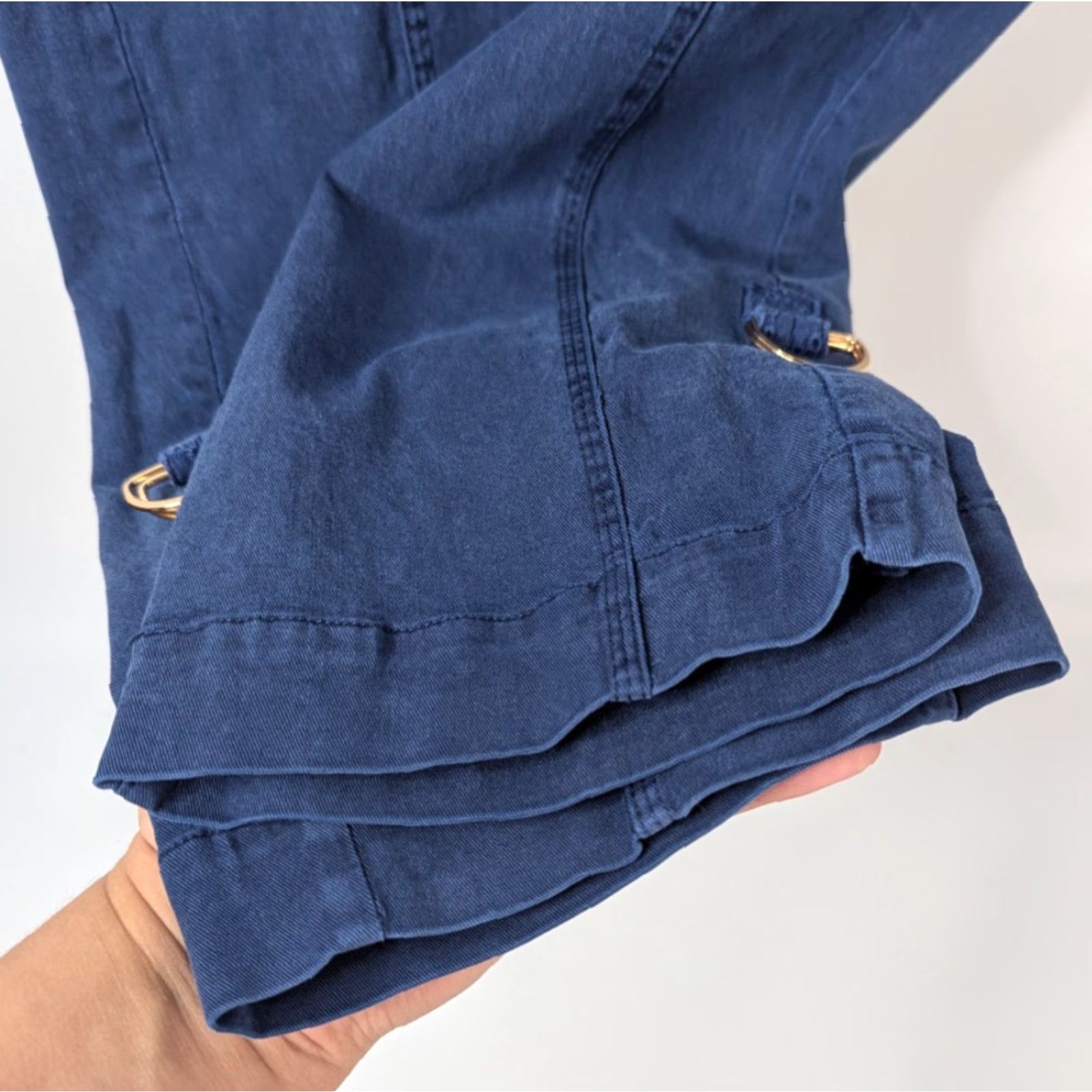 Soft Surroundings Soft Surroundings Blue Pants Cargo Pull On Pockets Eyelet Lace High Rise Casual Travel Linen Lyocell Cotton Spandex Tapered Regular Women" Size 36" / US 14 / IT 50 - 3 Thumbnail