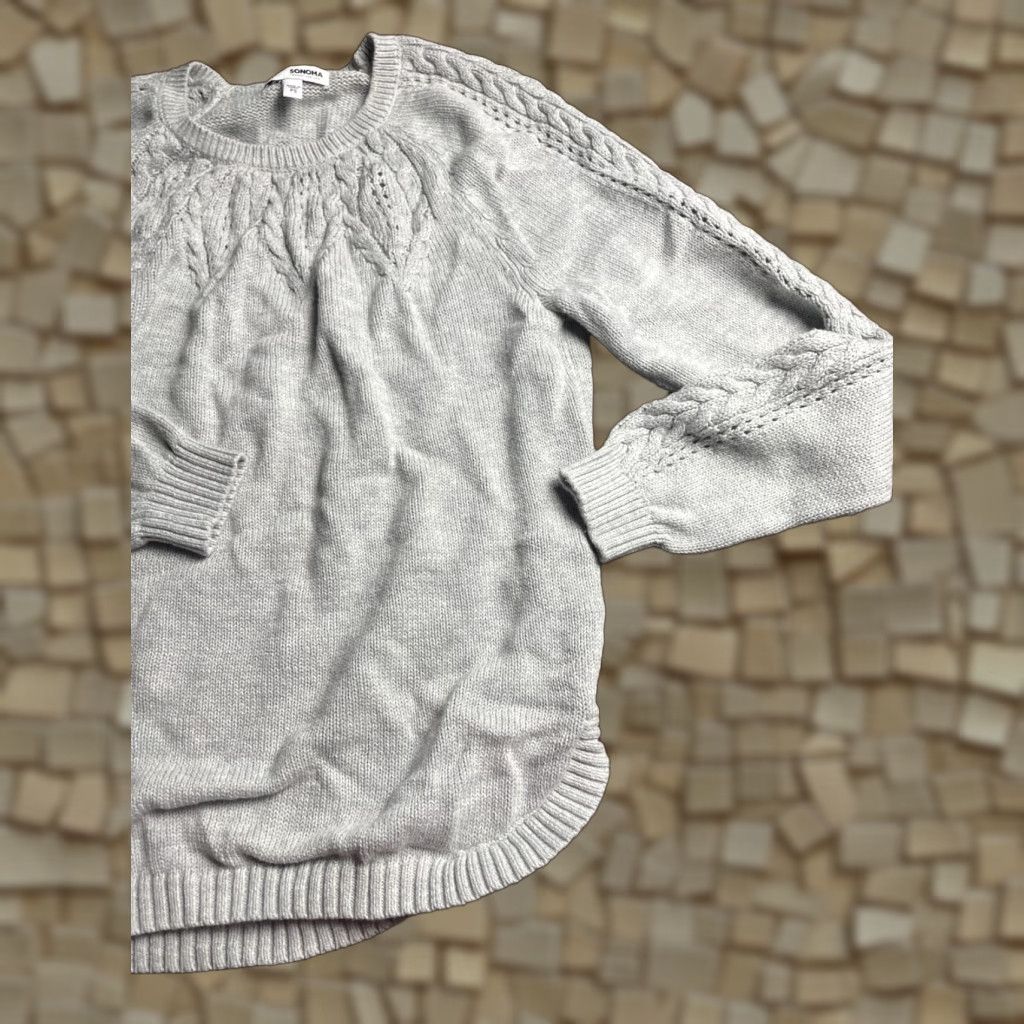 J. Jill J. Jill Sweater Shirt Women Size M Petite Gray V-Neck Long Sleeve Pullover Knit 100% Cotton Raglan Sleeve Vintage: No Size M / US 6-8 / IT 42-44 - 1 Thumbnail