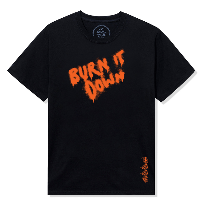 Anti Social Social Club Burn It Down 2 Tee Black DS NEW