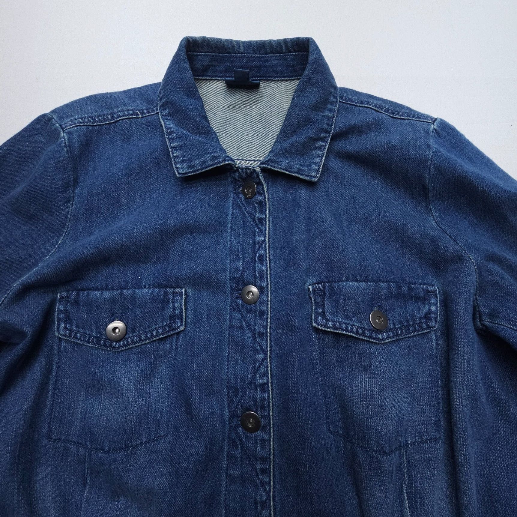 J. Jill VINTAGE J Jill Denim Chore Coat Womens M Blue Dark Wash Cotton Barn Western Cinch Size M / US 6-8 / IT 42-44 - 4 Thumbnail