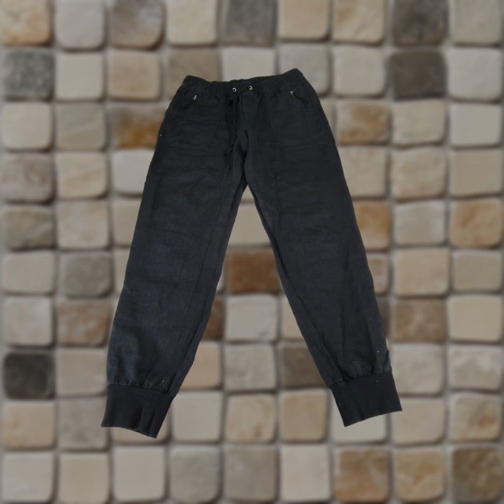 Lord & Taylor VINTAGE LORD & TAYLOR Pants Womens XS Black Solid Drawstring Jogger Tapered Knit Flat Front Size 26" / US 2 / IT 38 - 1 Thumbnail