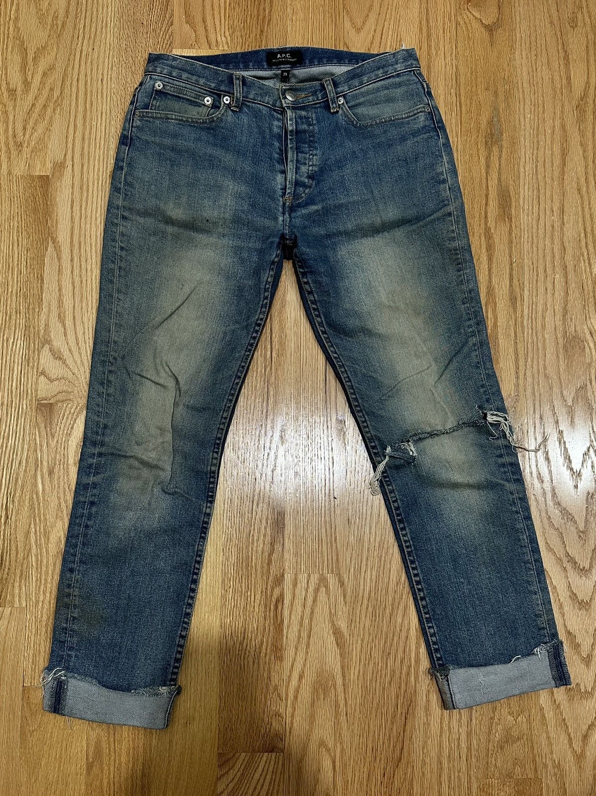 A.P.C. A.P.C Stonewash Denim Jeans Ripped Rockstar Raw Size US 29 - 2 Thumbnail