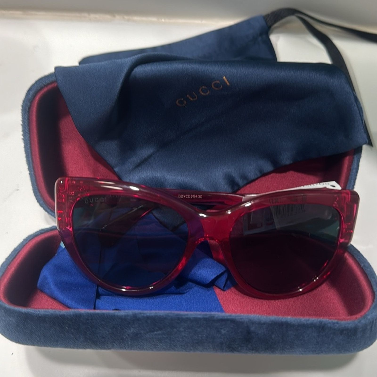 Gucci Gucci 56mm Cat Eye Sunglasses Red with blue lenses Size ONE SIZE - 9 Thumbnail