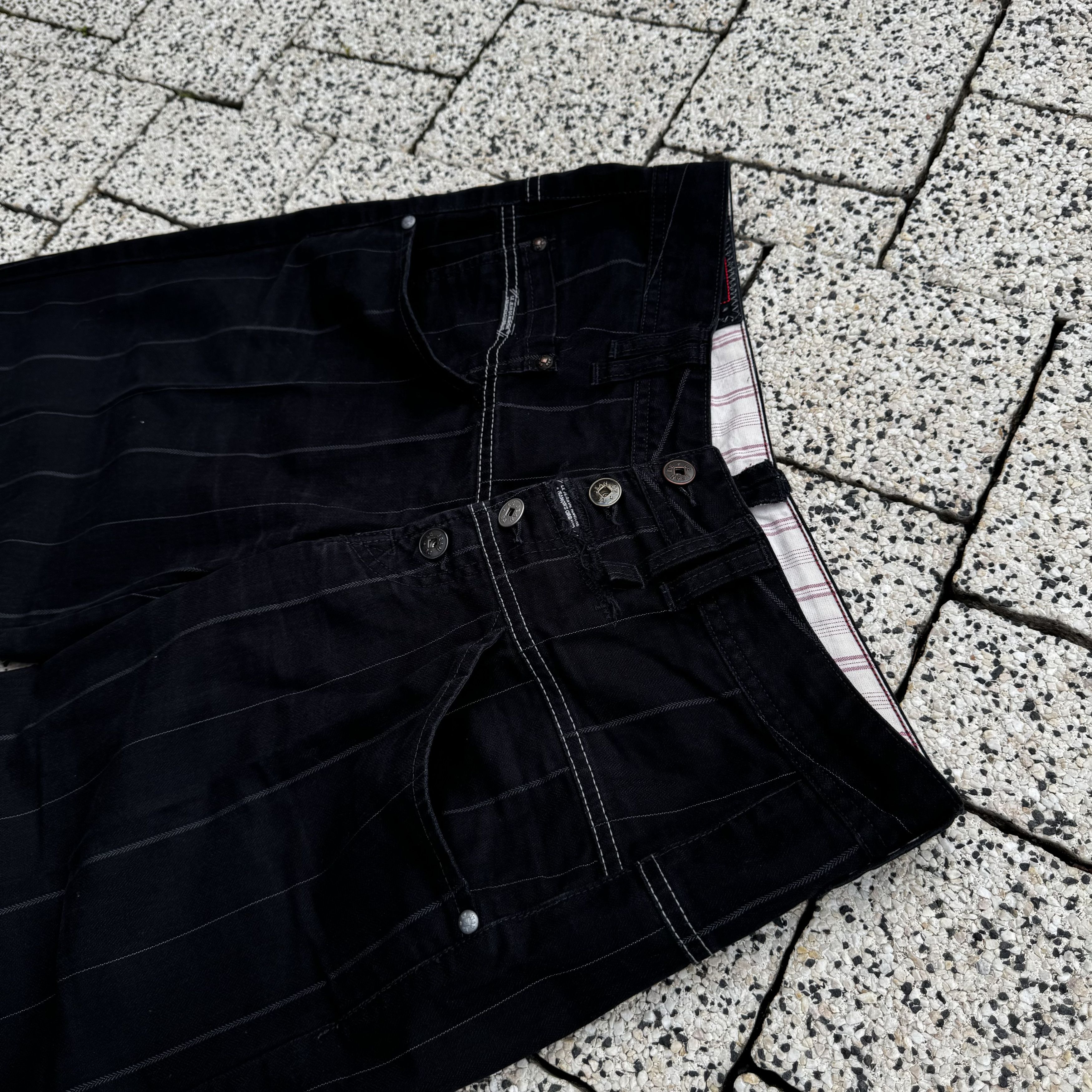Marithe + Francois Girbaud × Vintage MARITHE FRANCOIS GIRBAUD STRIPES AVANTGARDE BAGGY Y2K PANTS Size US 30 / EU 46 - 6 Thumbnail