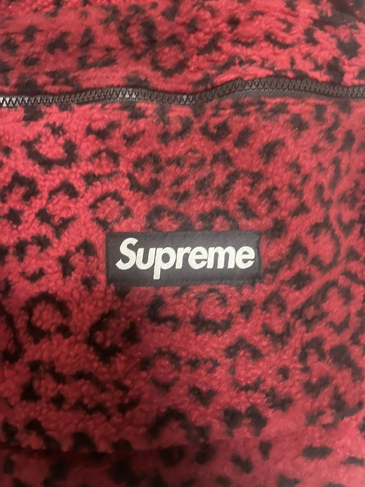 Supreme leopard fleece backpack red brand new