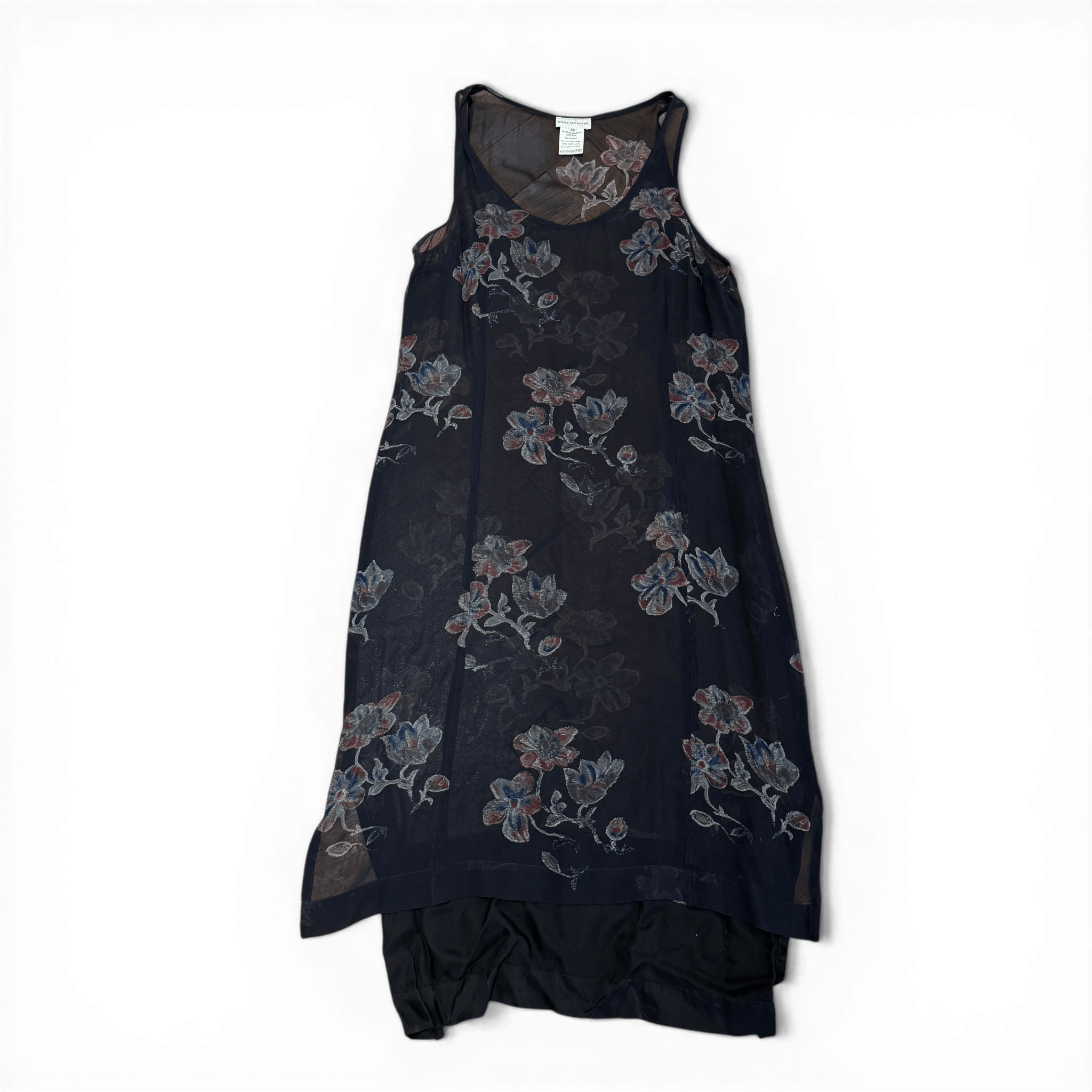 Dries Van Noten 90s Sheer Floral Silk Dress Size S / US 4 / IT 40 - 1 Thumbnail