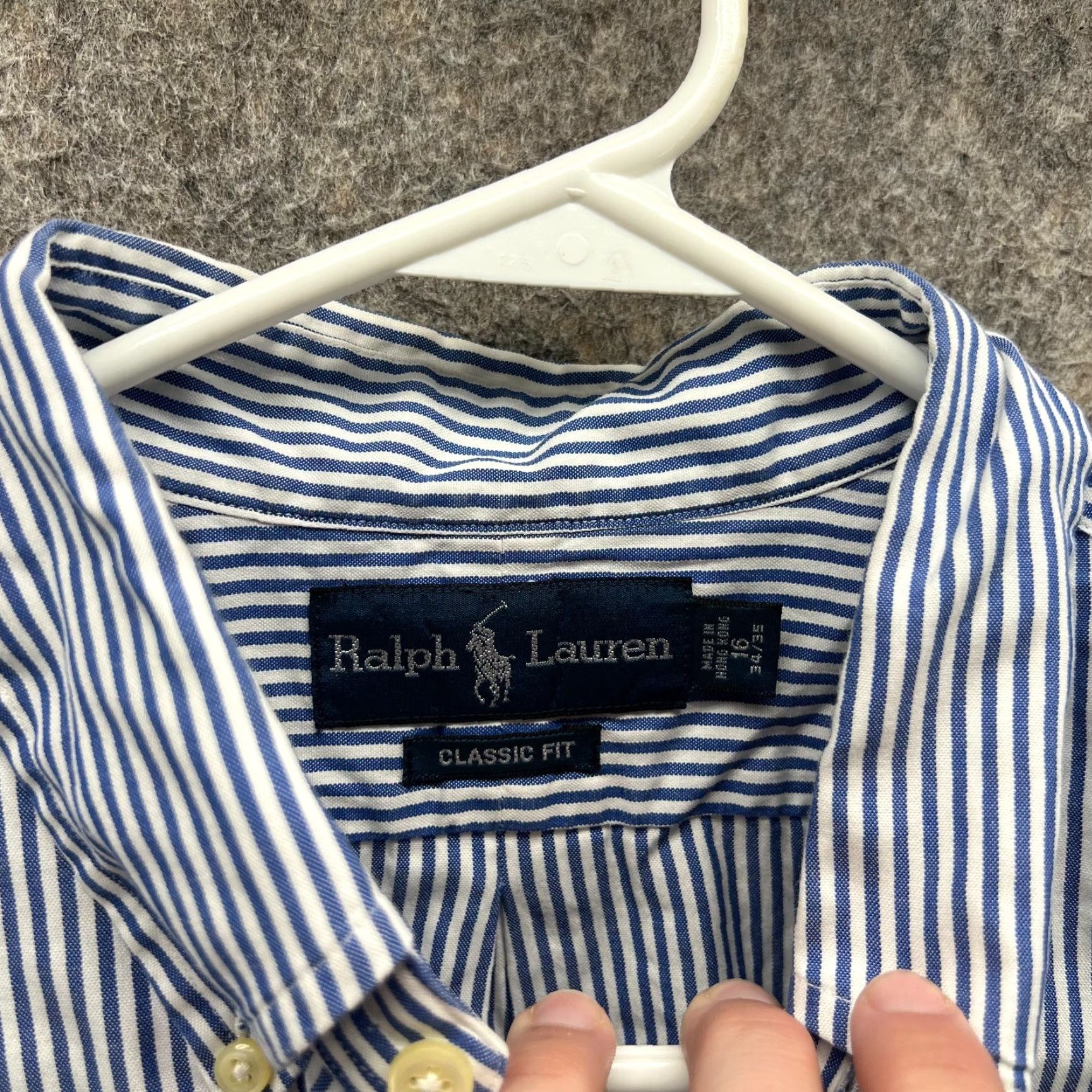 Ralph Lauren VINTAGE Ralph Lauren Shirt Mens 16.5 Blue Stripes Button Up Classic Oxford Pony Size US XL / EU 56 / 4 - 7 Thumbnail