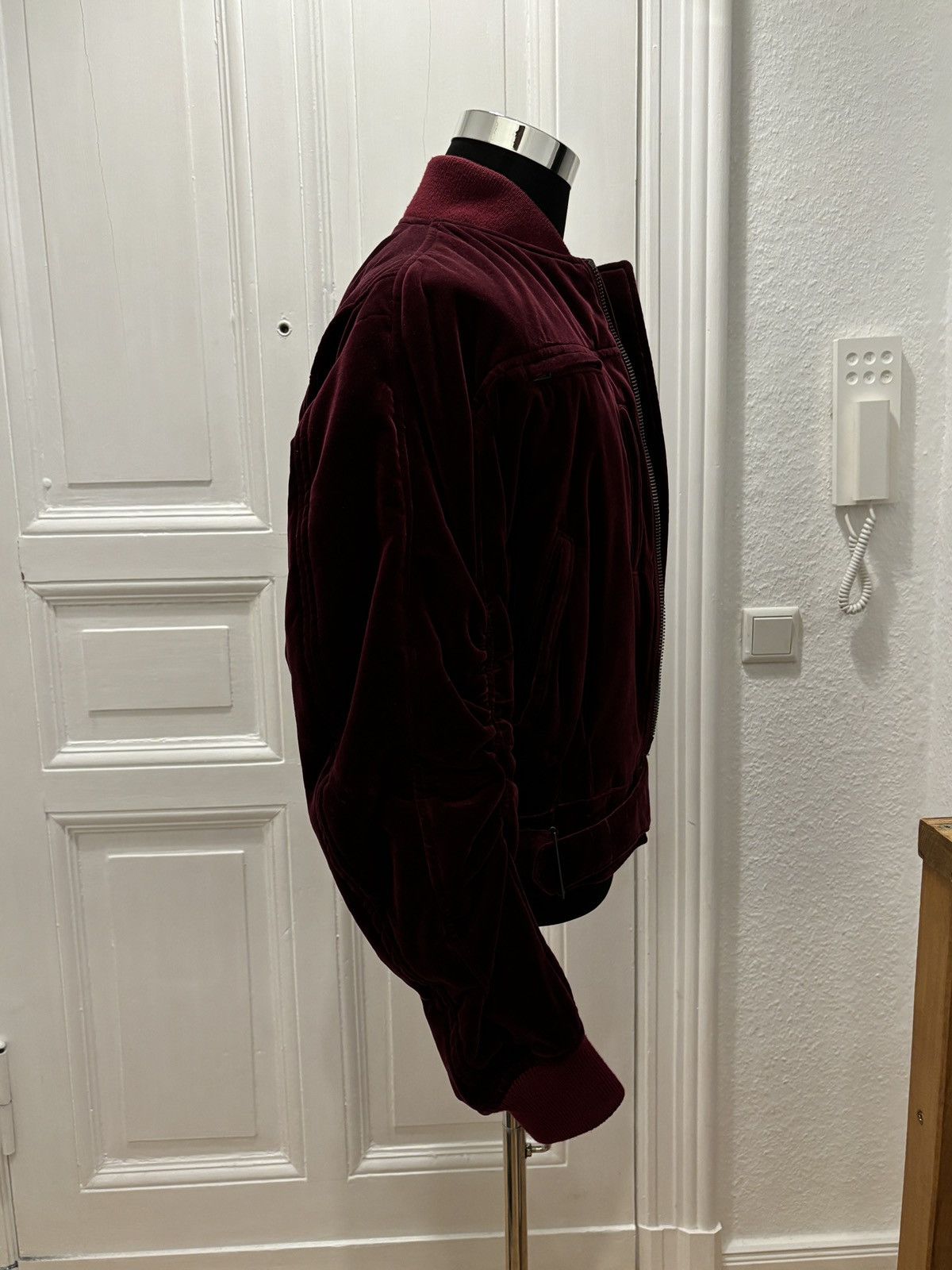 Haider Ackermann Haider Ackermann FW15 Burgundy Velvet Biker Bomber Size US XS / EU 42 / 0 - 6 Thumbnail